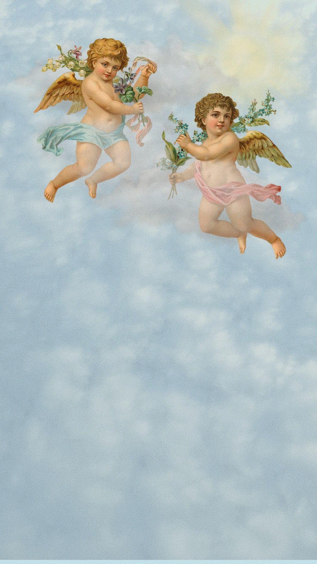 Hình nền đám mây & cherubs 1080x1920 với Sunny .fr
