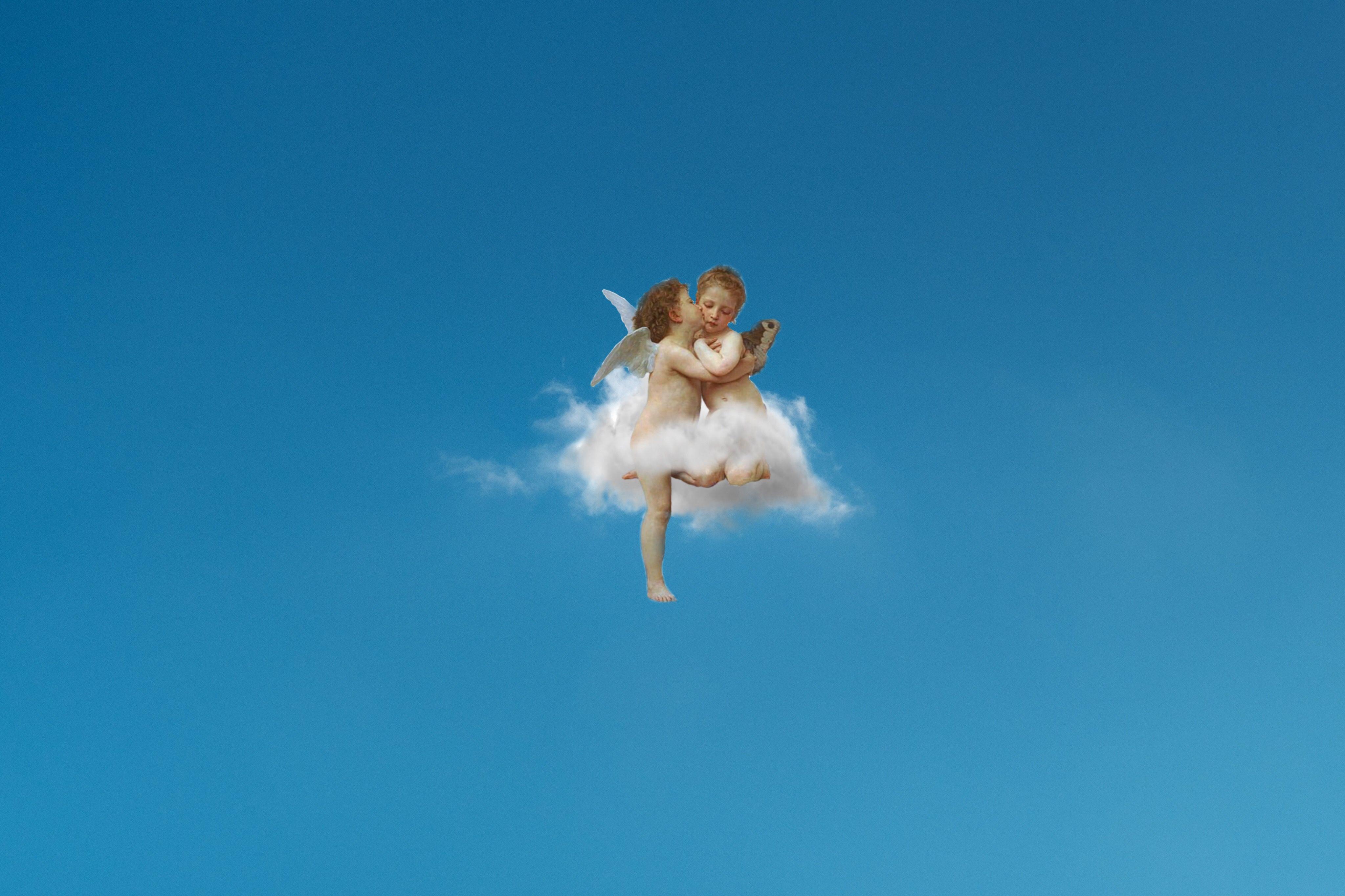4096x2730 Cupido thiên thần thẩm mỹ bầu trời mây Hình ảnh