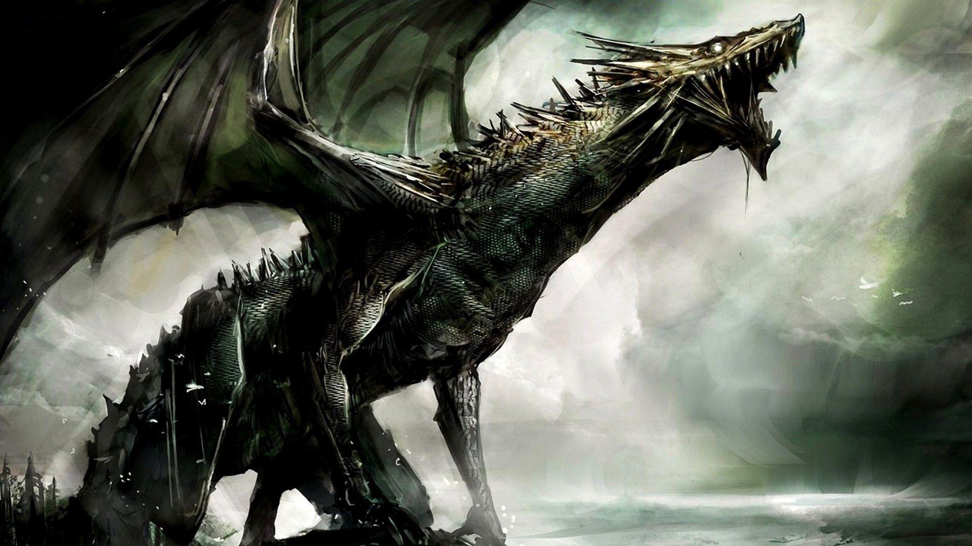 1920x1080 Dark Dragon Fantasy Art .