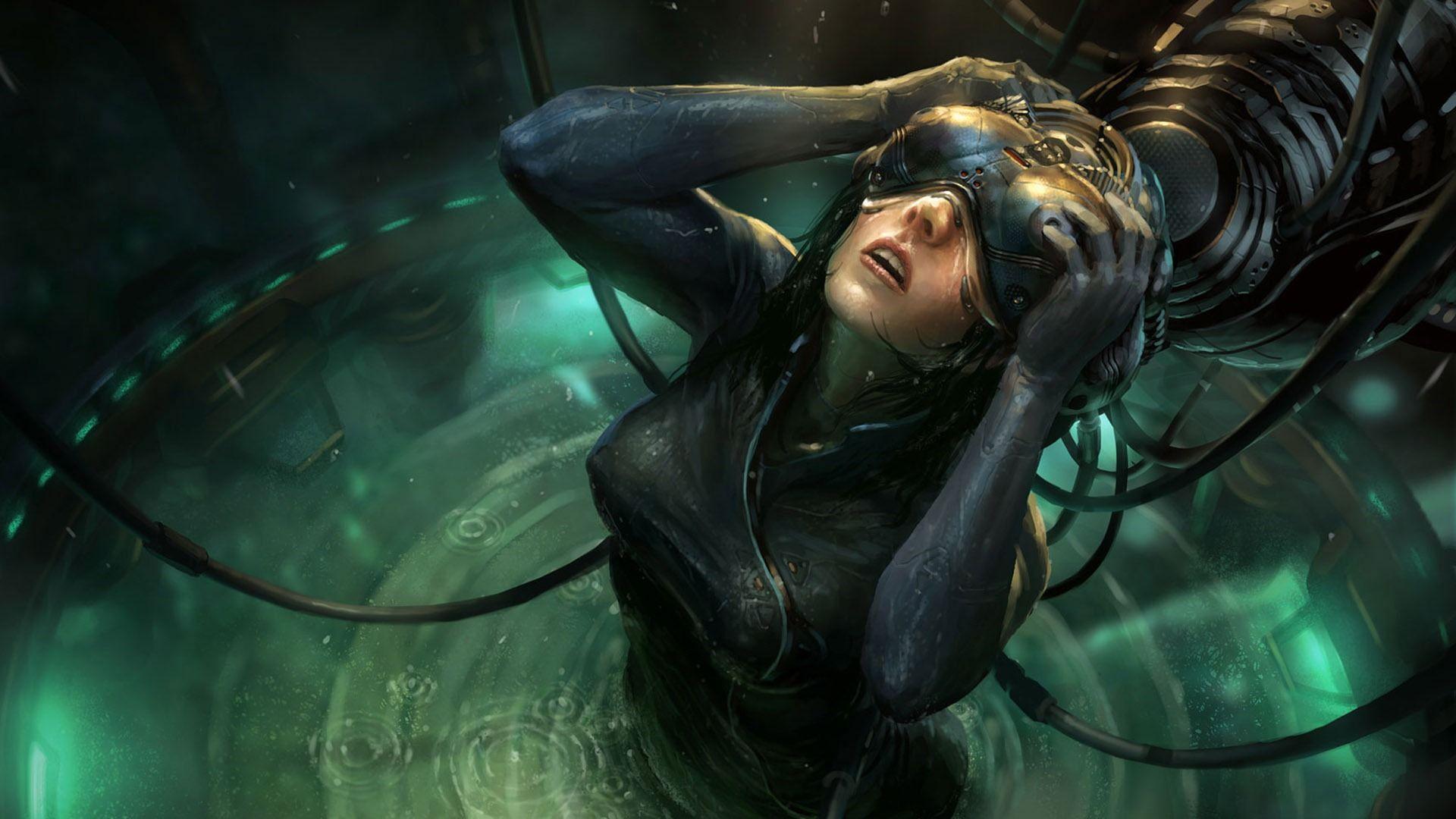 1920x1080 Wallpaper, cyber, connected, girl .