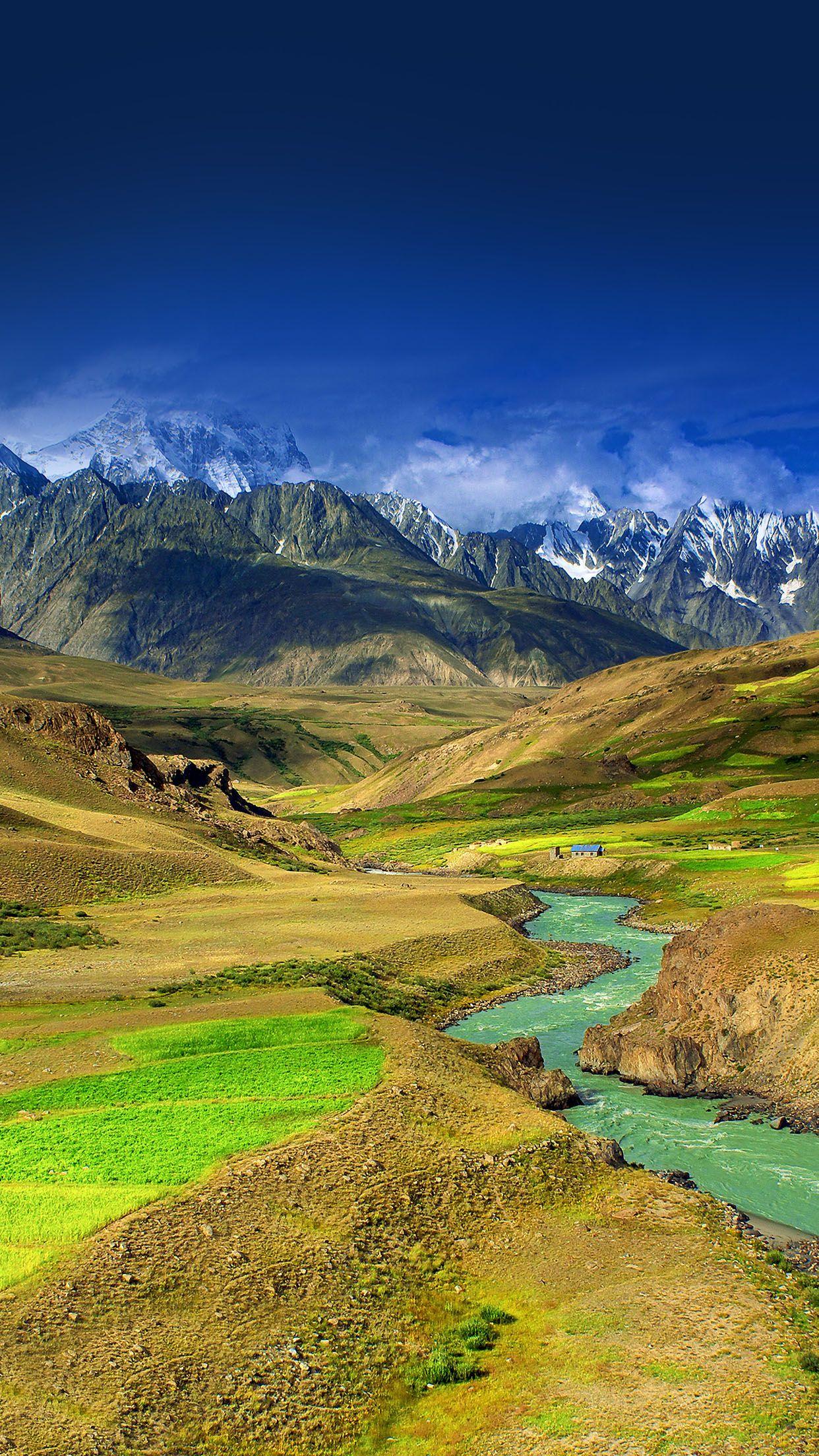 1242x2208 Wallpaper Nature Mountain Green River .