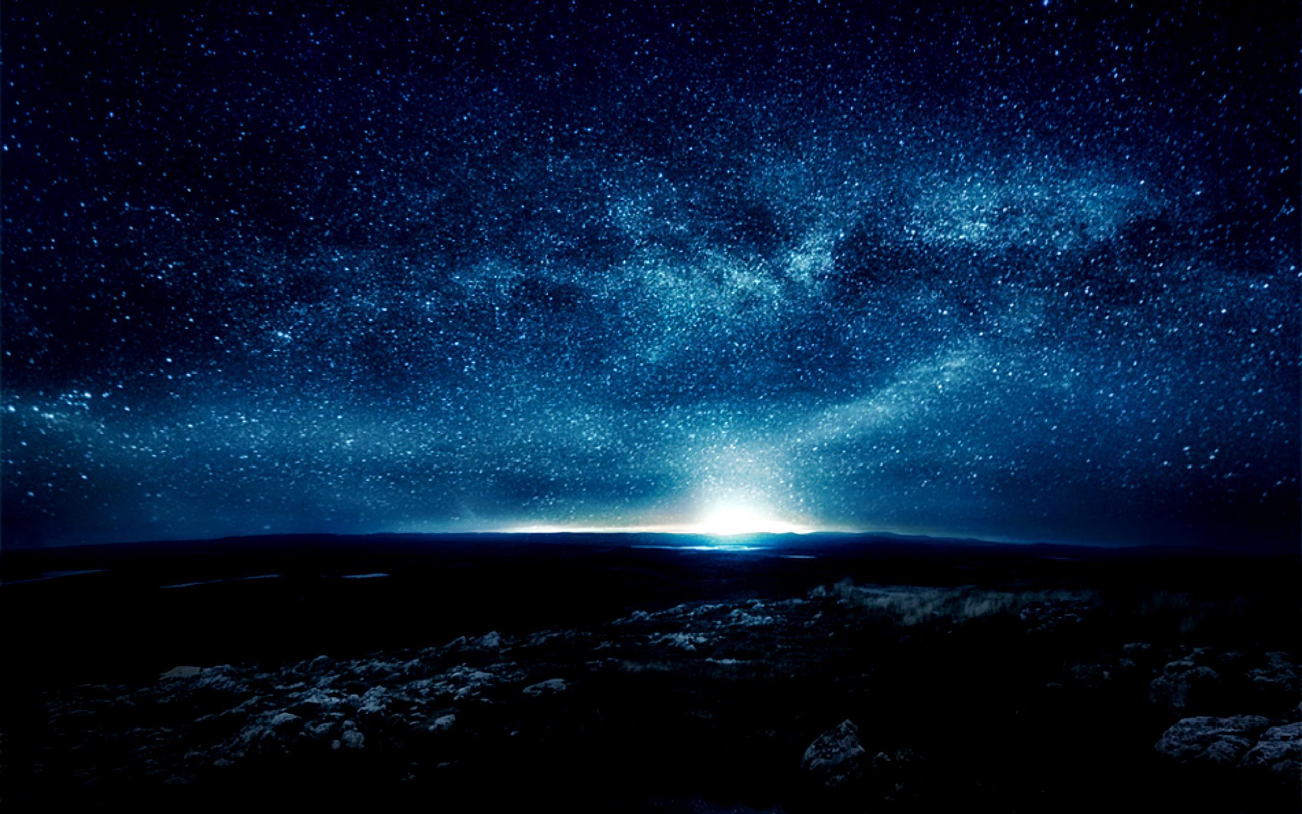 blue night sky stars wallpaper