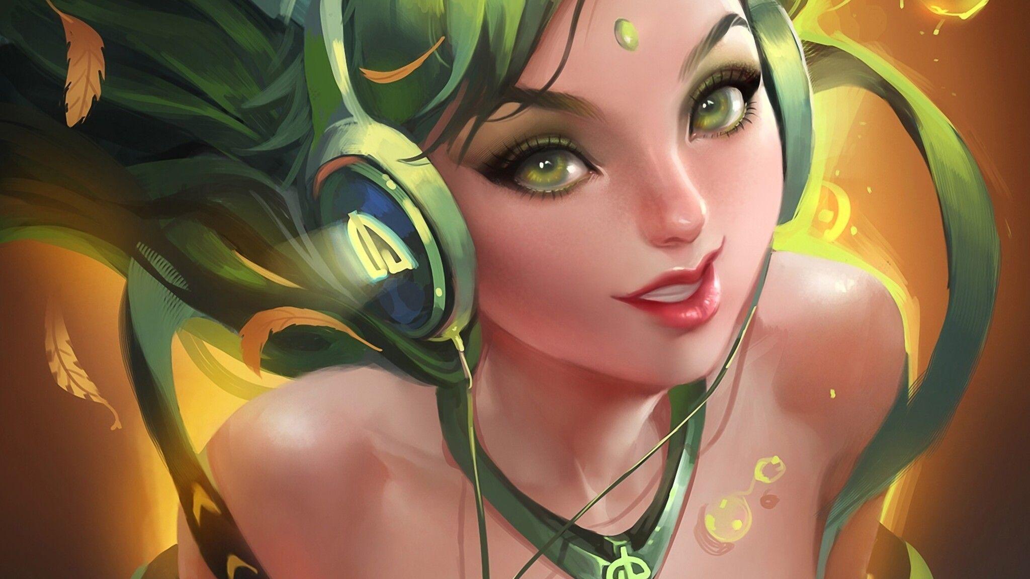 2048x1152 Anime Girl Listening Music .