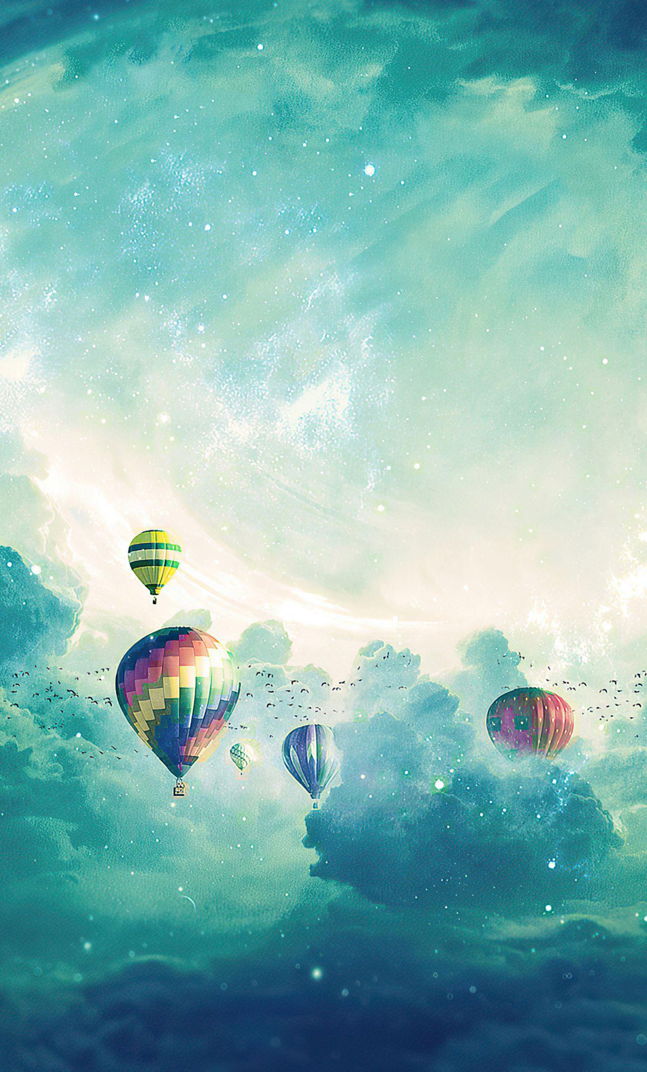 1280x2120 Hot Air Balloons Sky Dreamy .
