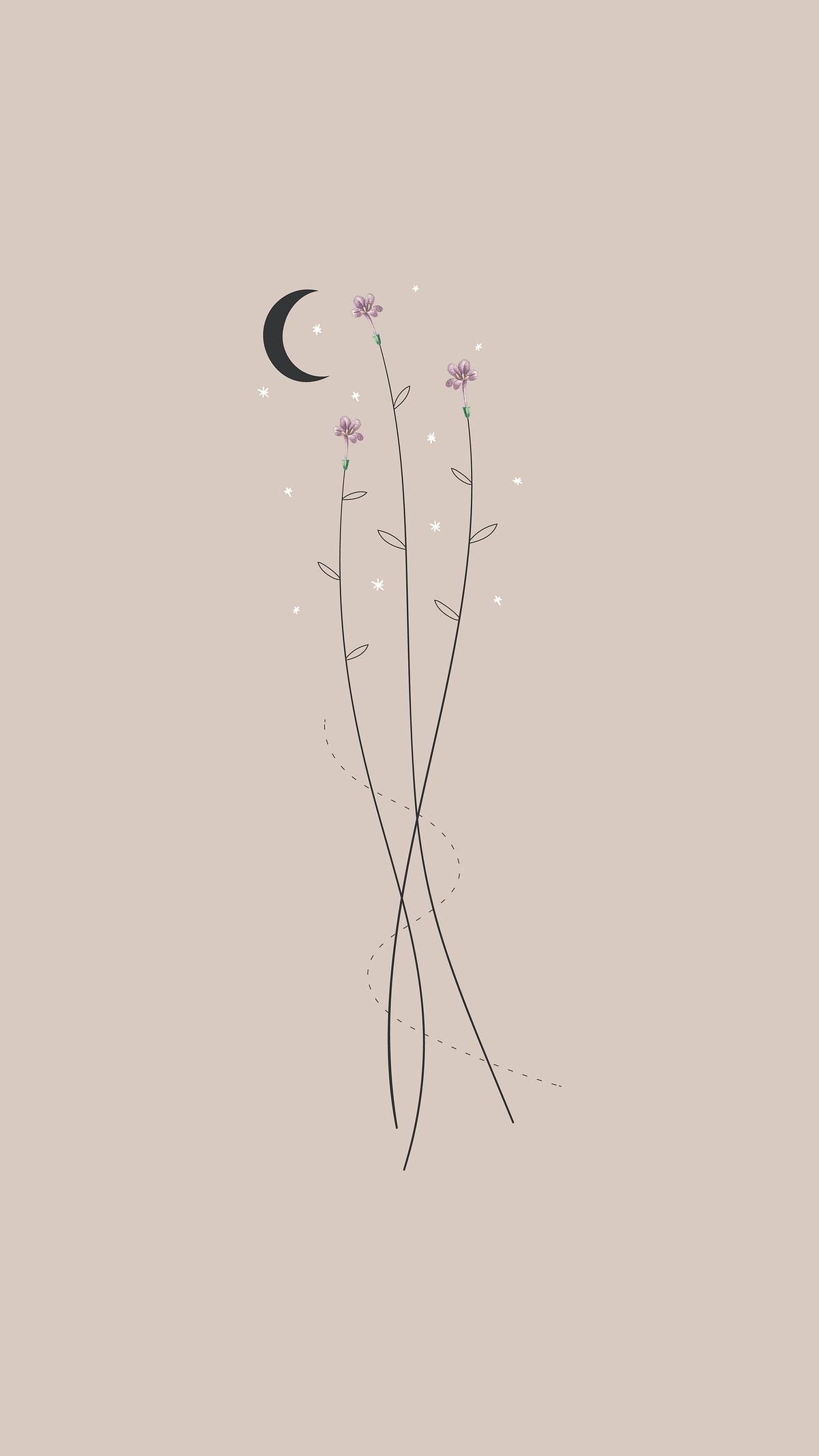 1200x2133 Minimal flowers and a moon mobile wallpaperrawpixel.com · In stock