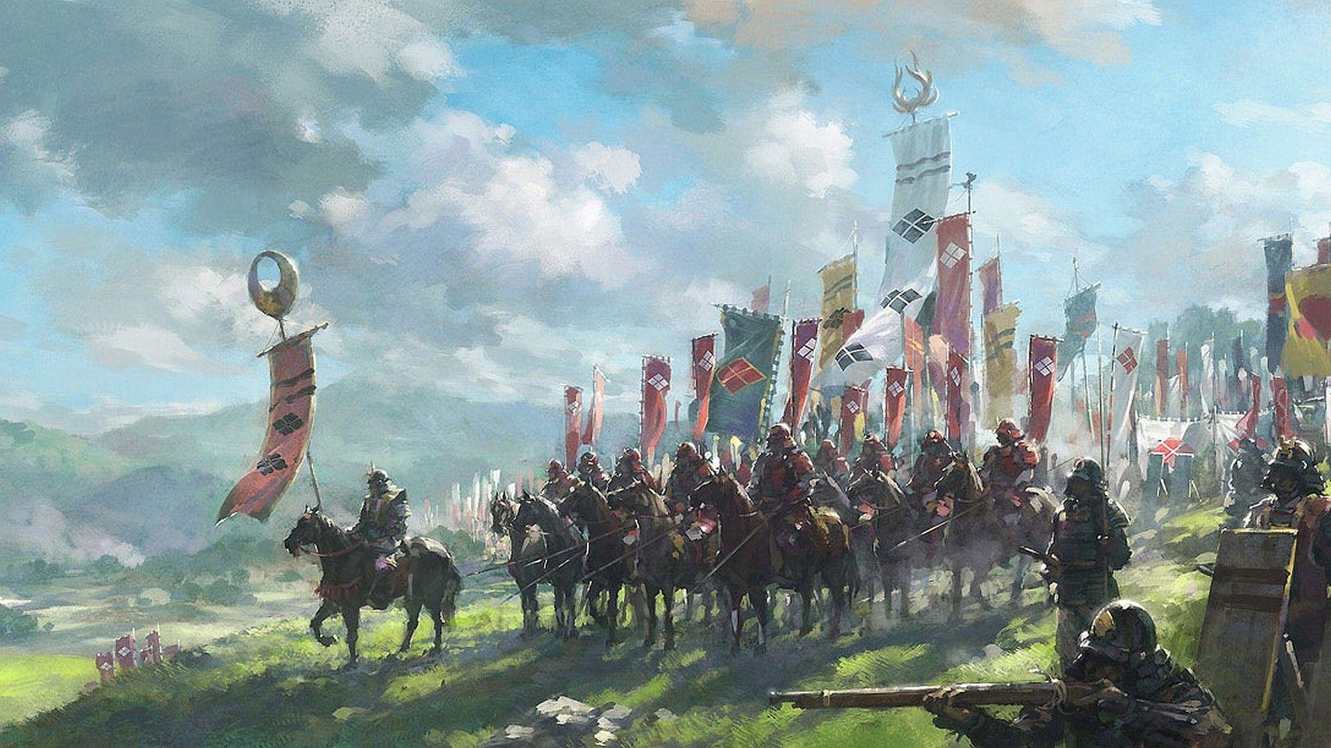 1920x1080 samurai battle war flag armor war horse japan wallpaper and background