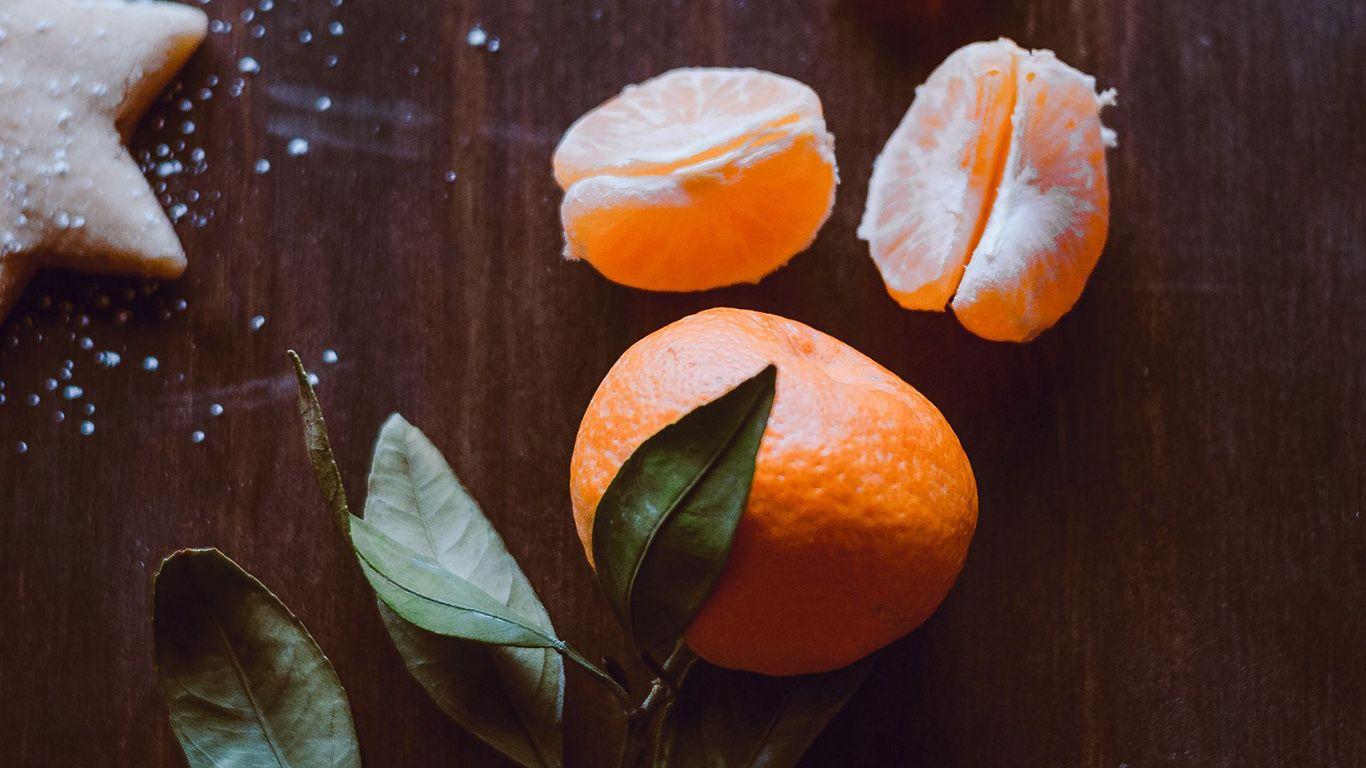 1366x768 Tangerine, Fruit, Slices Wallpaper .