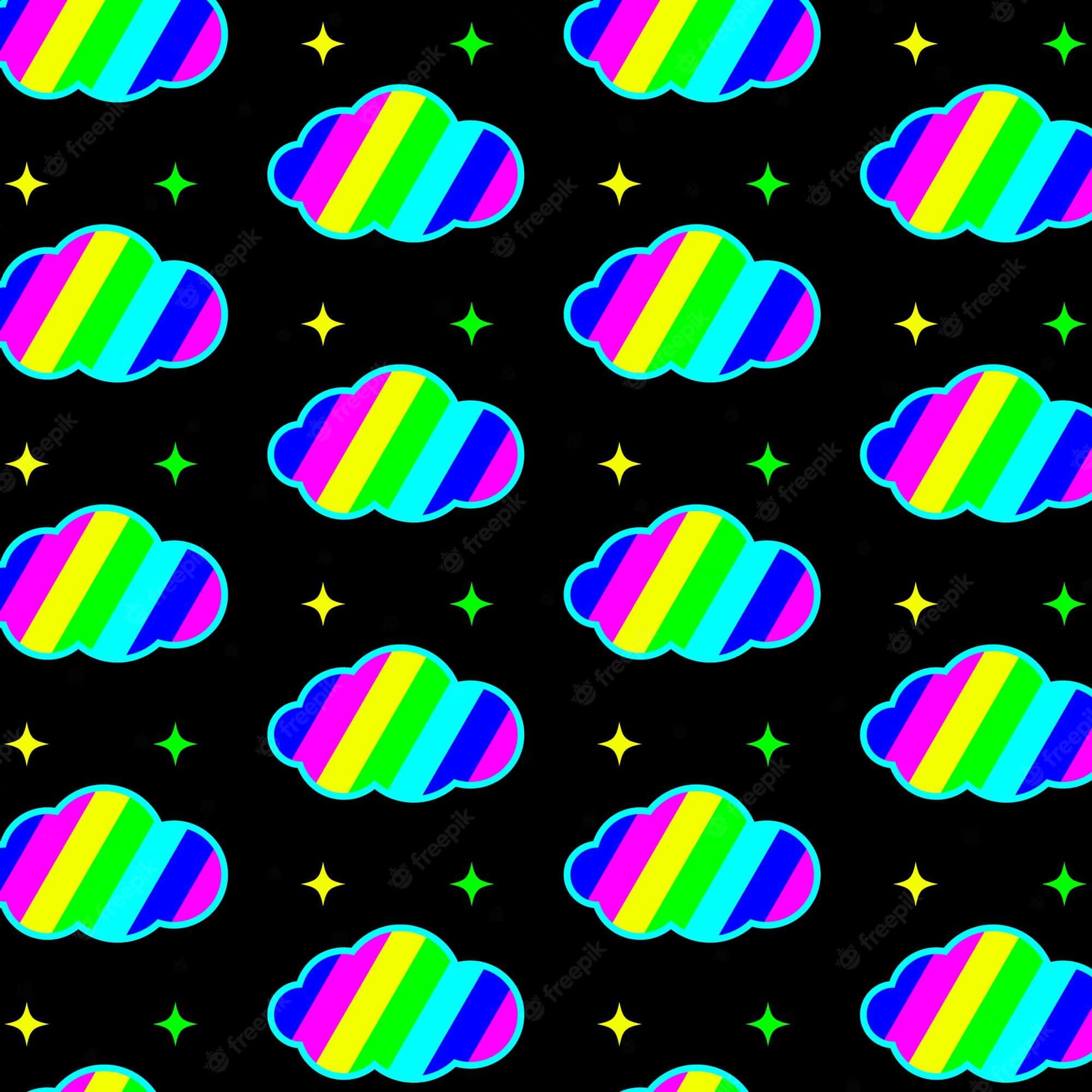 2000x2000 Download rainbow clouds and stars pattern Wallpaper
