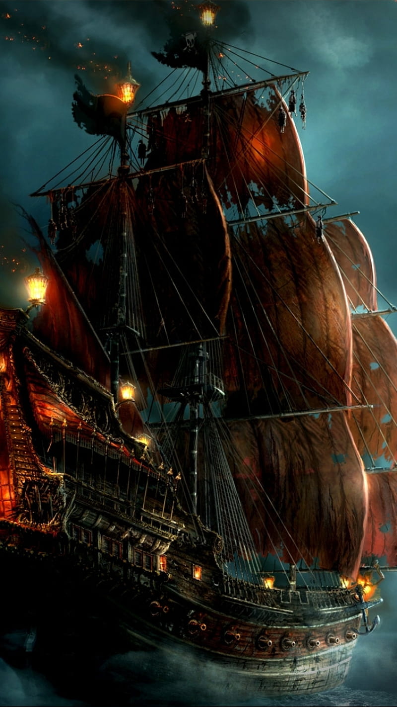 800x1422 Pirate ship, boat, galaxy, moonlight, note, pirate, pirates, sailing, sea, ship, HD phone wallpaper