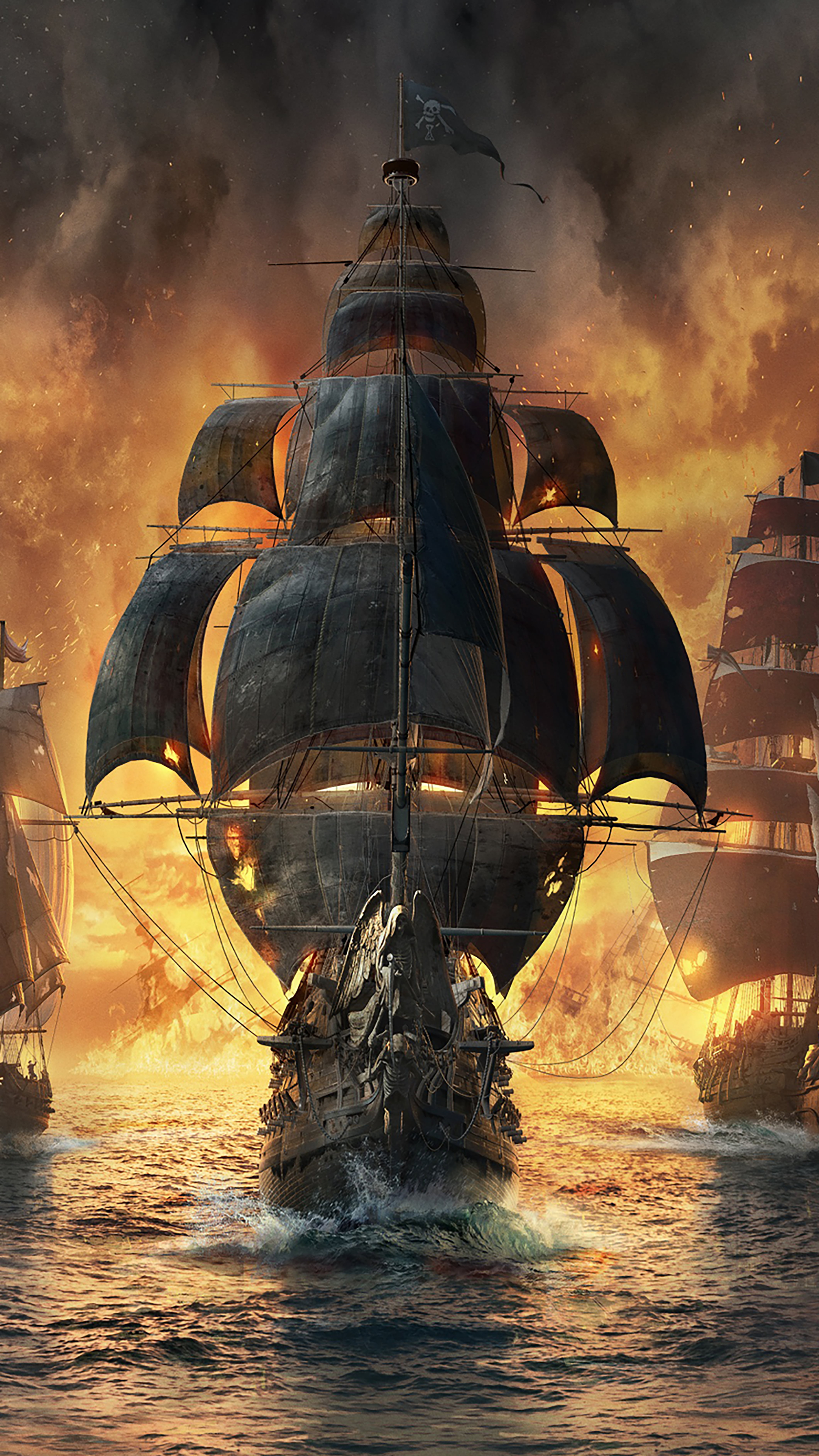 4244x7544 Brown boat painting, skull and bones, Ubisoft, ship HD wallpaper