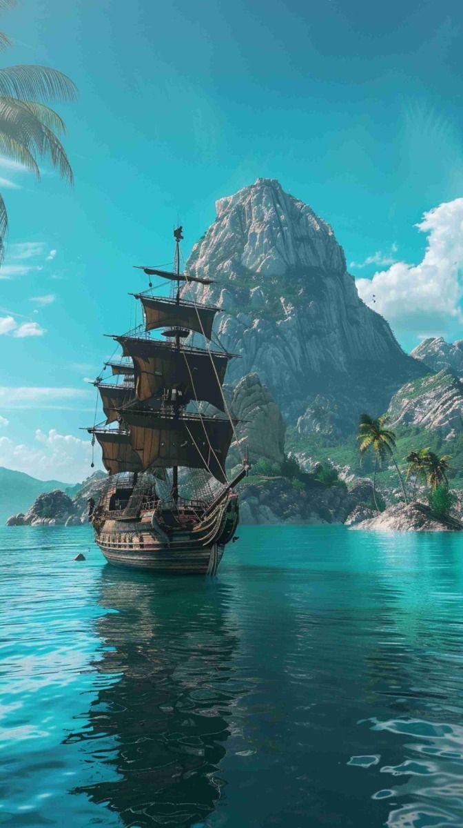 672x1200 Pirate Boat Wallpaper 4K HD Image