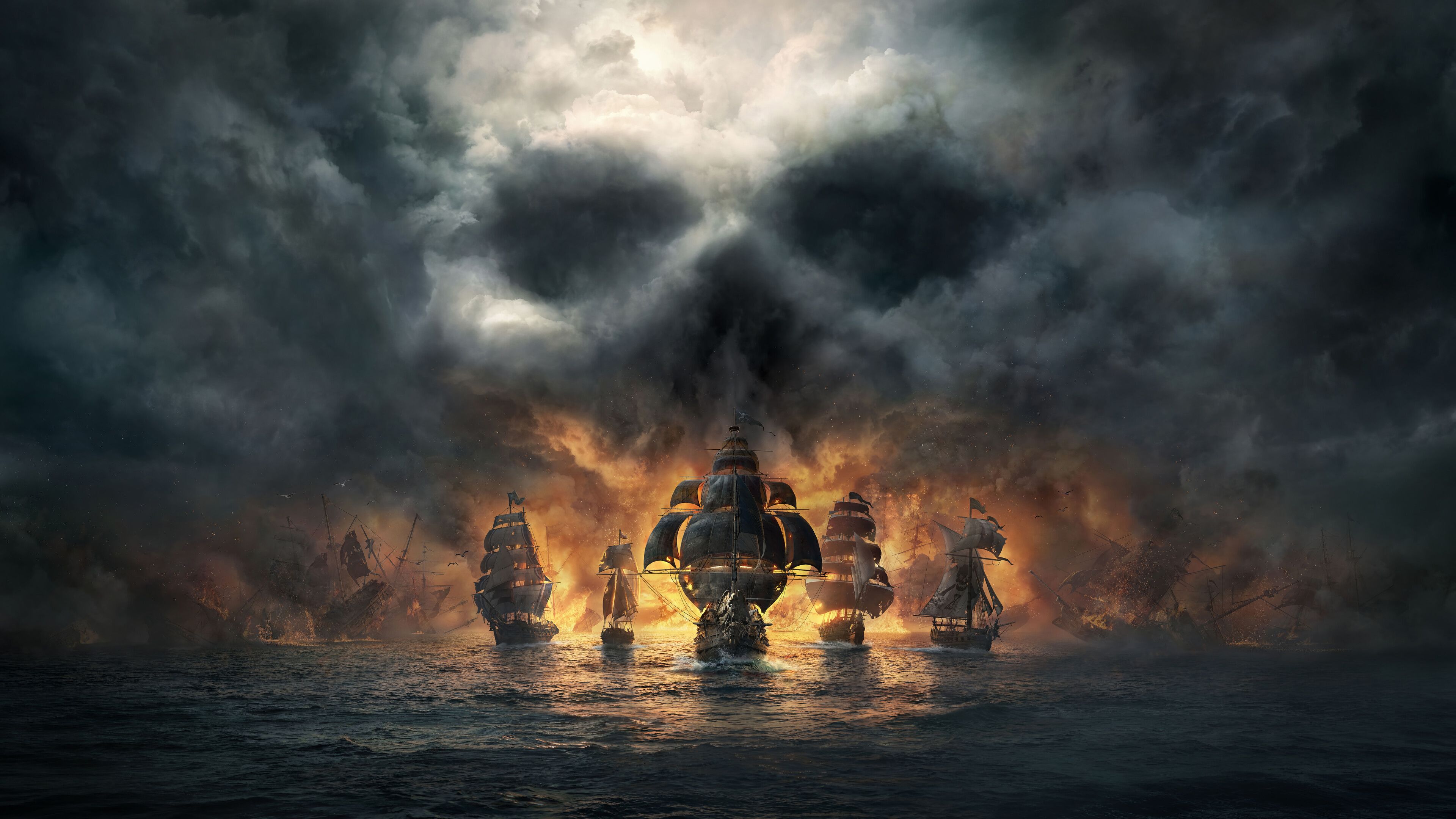 3840x2160 Pirate Ships Skull and Bones Wallpaper 4K 8K HD PC a