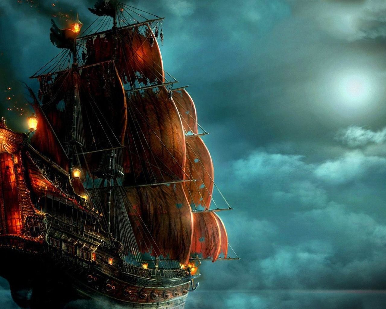 1280x1024 Sailing Ship Painting Fantasy Design Wallpaper