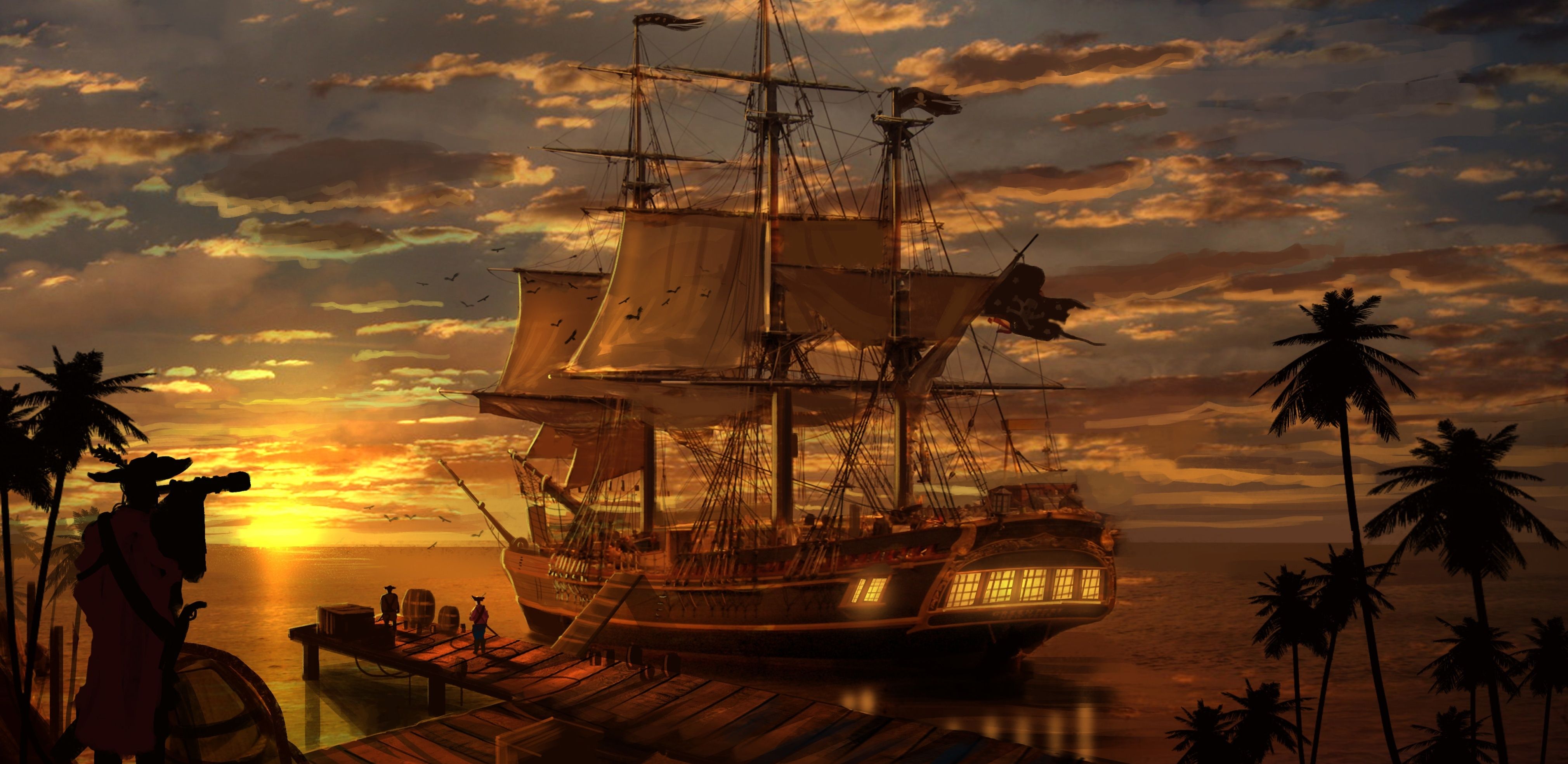 4040x1970 Free Pirate Ship 4K Wallpaper & Desktop HD Background for PC