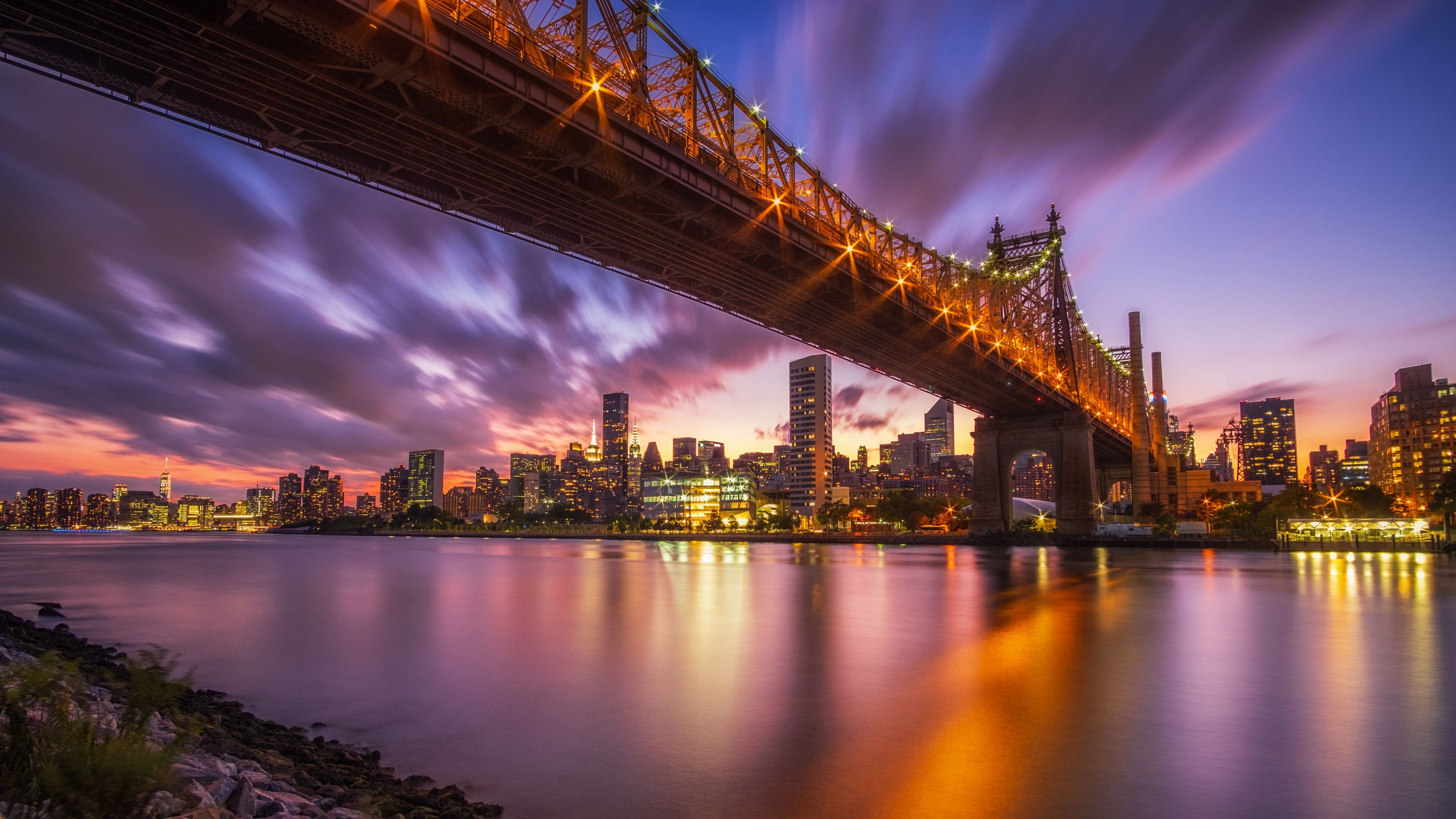 3840x2160 Wallpaper the Queensboro bridge, New York, USA for mobile and desktop, section город, resolution 3840x2160