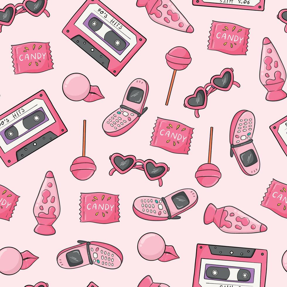 980x980 Girly Print Seamless Digital Vintage Floral Pink Stripe Coquette Bow Seamless Pattern PNG, Baby Pink Digital