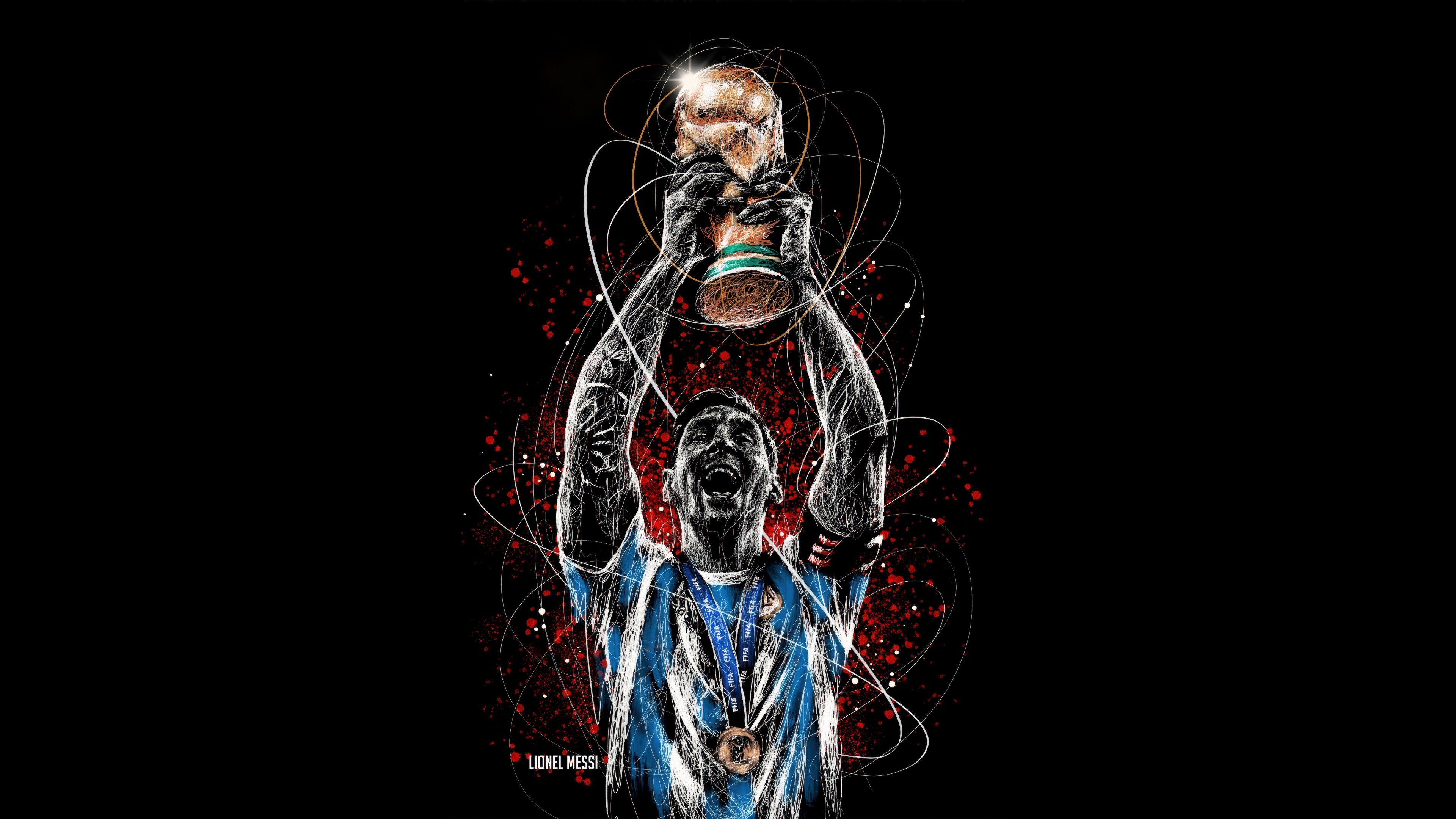 3840x2160 Lionel Messi Wallpaper 4K, World Cup Black background