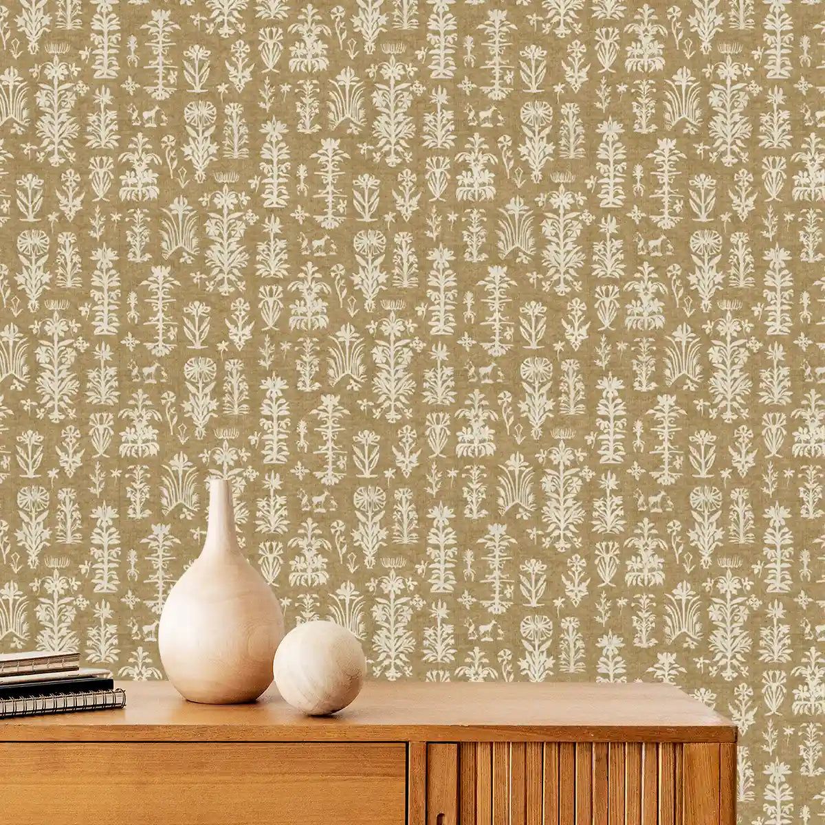 1200x1200 Serene Abstract: Manoratha Wallpaper (Mustard)