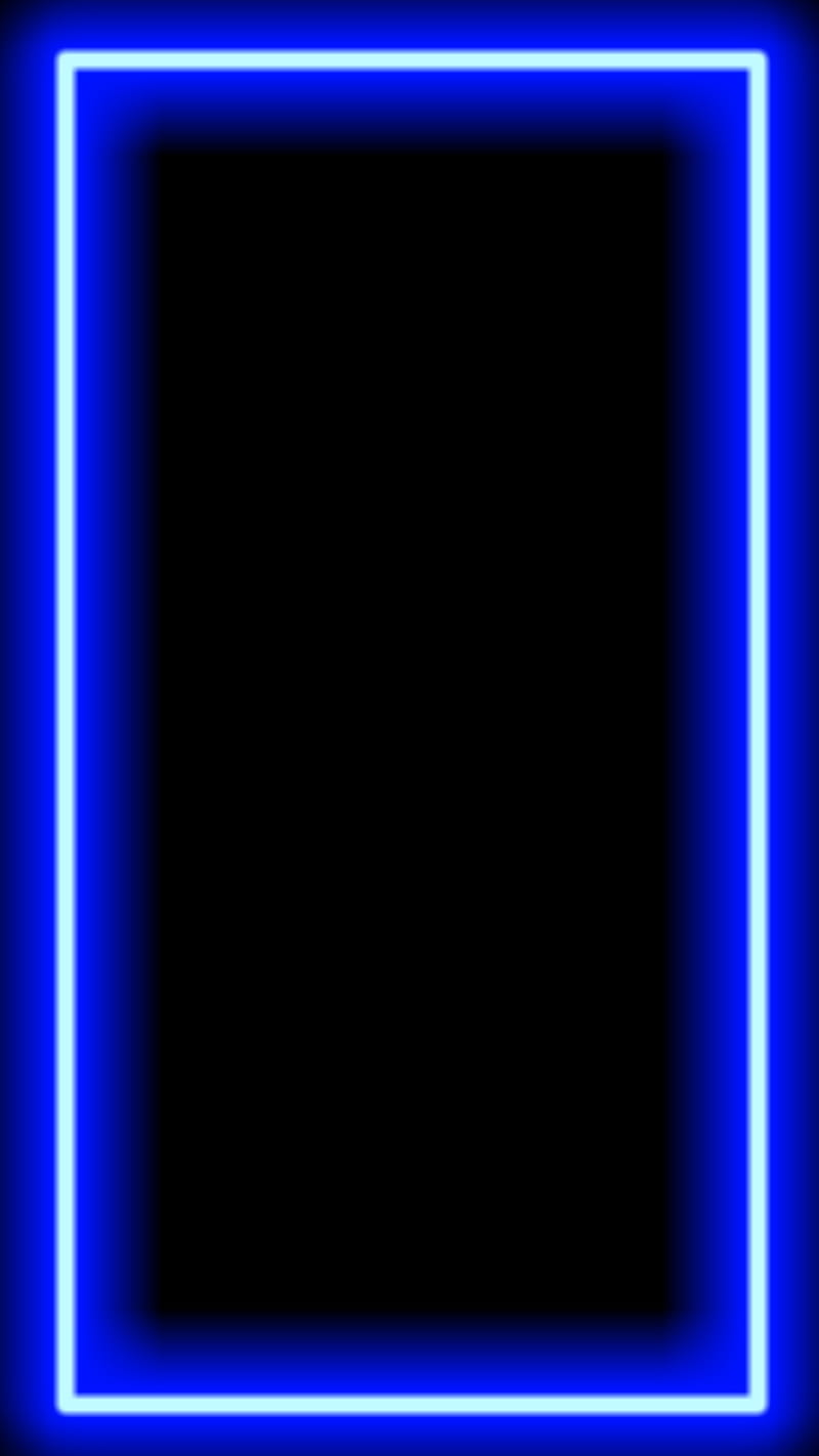 800x1422 Neon Blue Frame, background, black, black and blue, border, music, techno, HD phone wallpaper