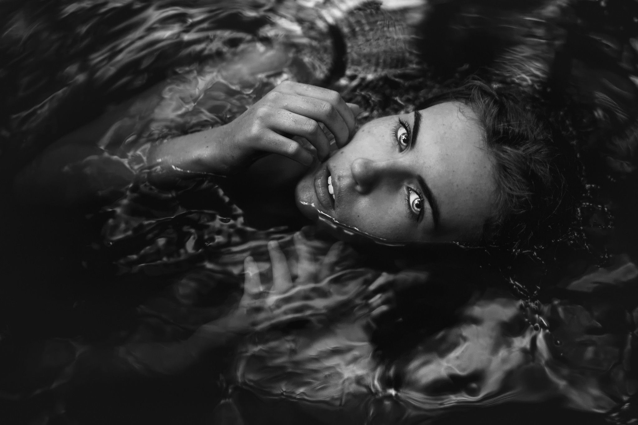 2048x1366 water, Wet, Face, Model, Women, Monochrome Wallpaper HD / Desktop and Mobile Background