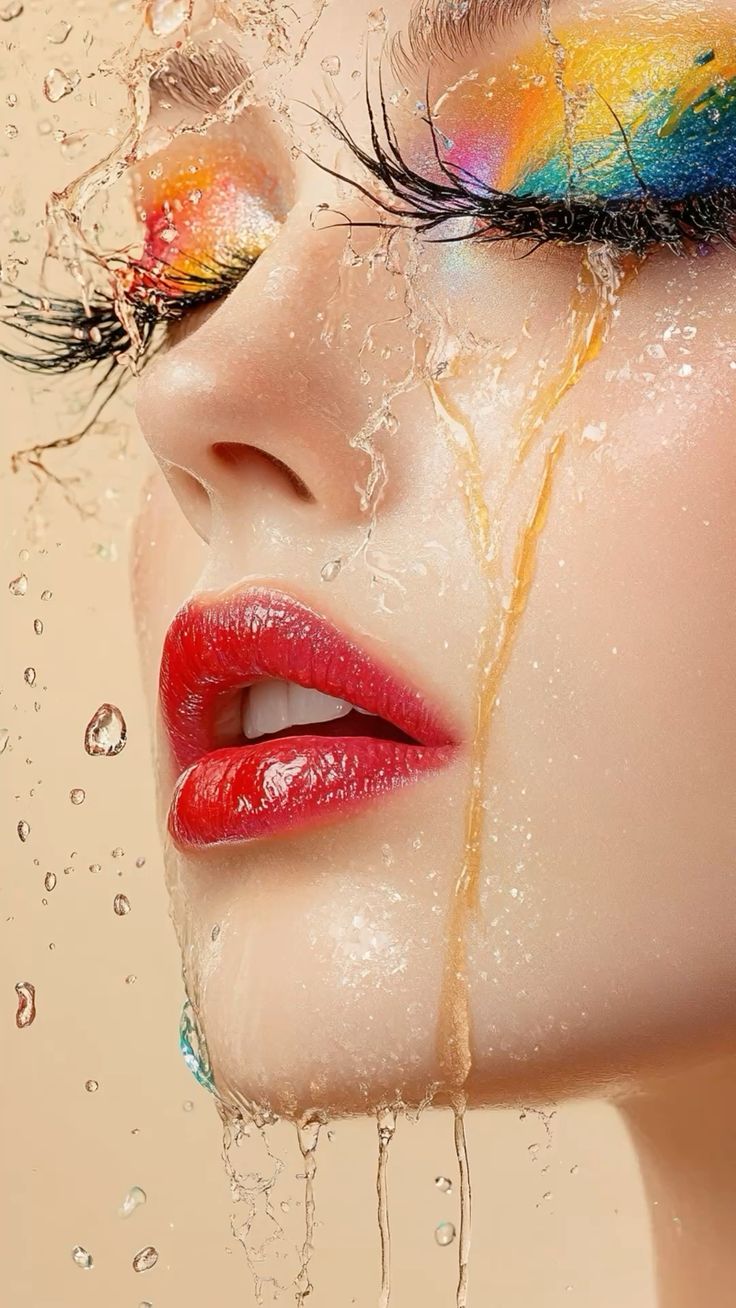736x1308 Beauty wallpaper makeup. Eye makeup wallpaper, Wet lashes by coffeemoon, Face art painting
