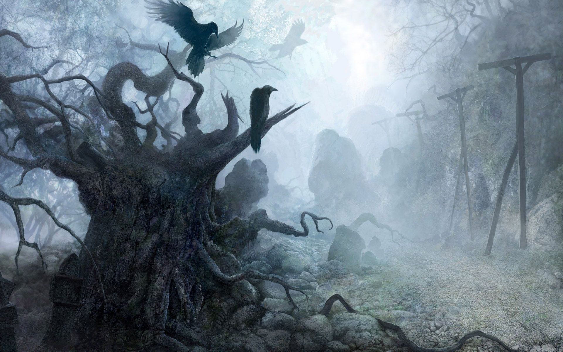 1920x1200 Gothic Crow in The Witcher: HD Wallpaper Experience