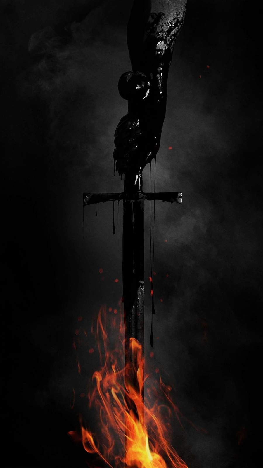 900x1600 Flaming Sword Wallpaper