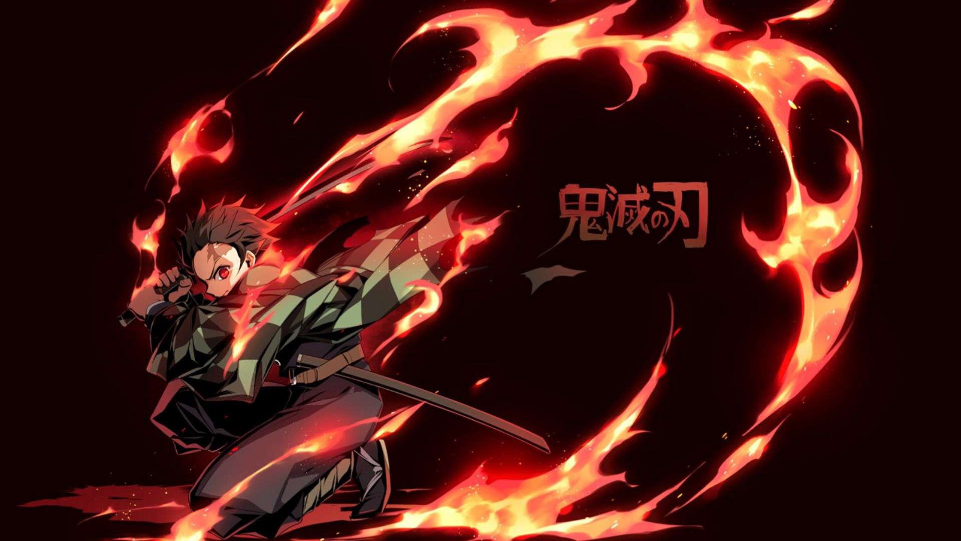 1920x1080 Tanjiro Kamado With Sword Fire Background HD Demon Slayer Kimetsu no Yaiba Wallpaper