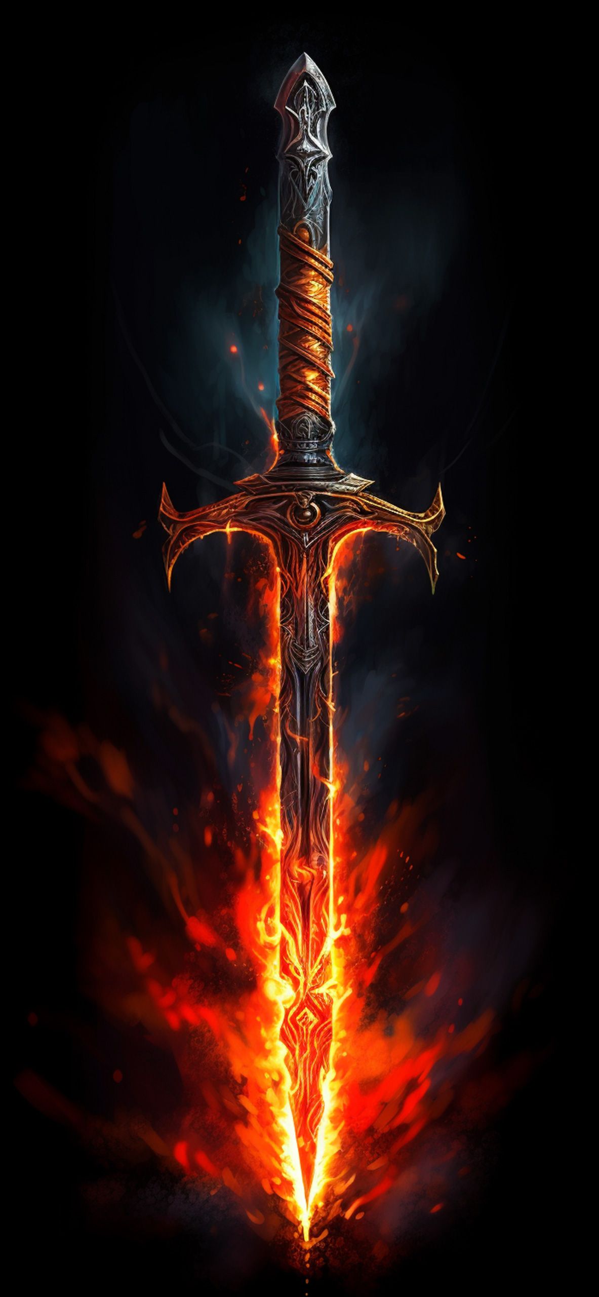 1183x2560 Fire Sword Phone Wallpaper