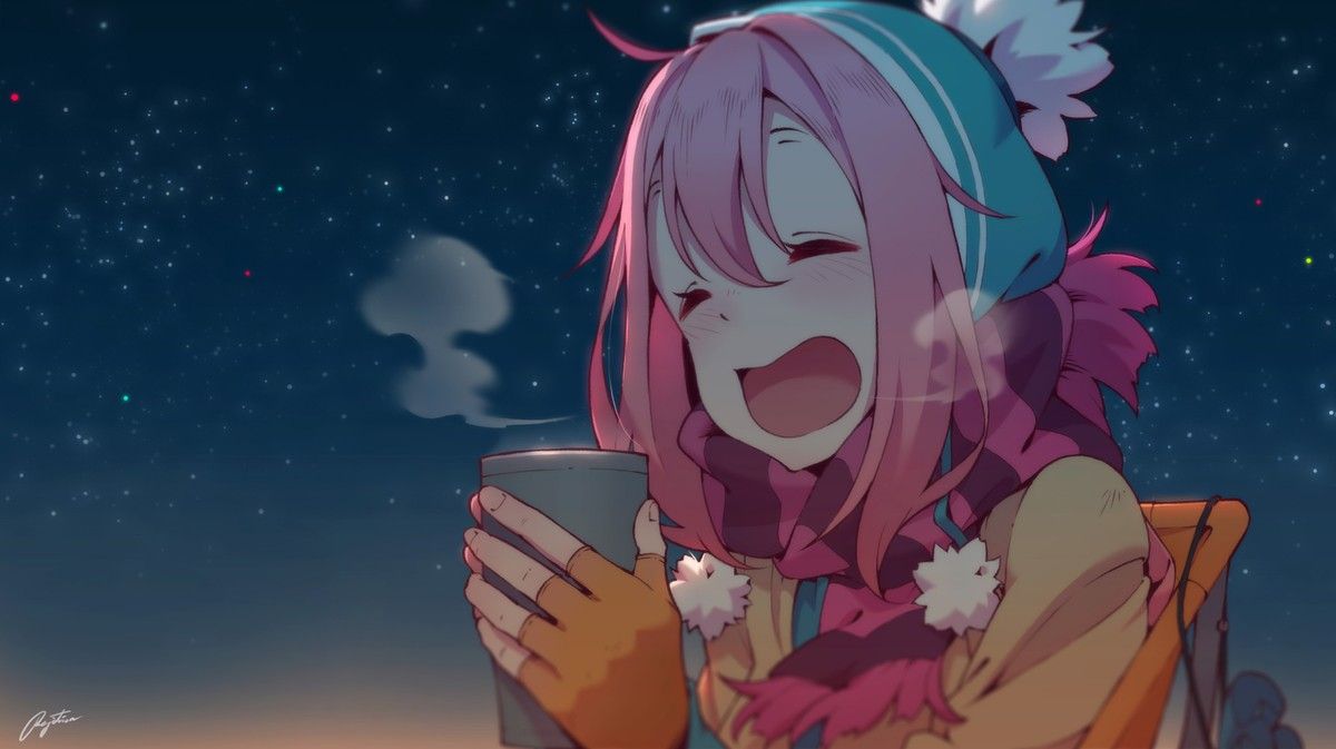 1200x673 Anime green eyes nadeshiko kagamihara yuru camp pink Playmat Gaming Mat