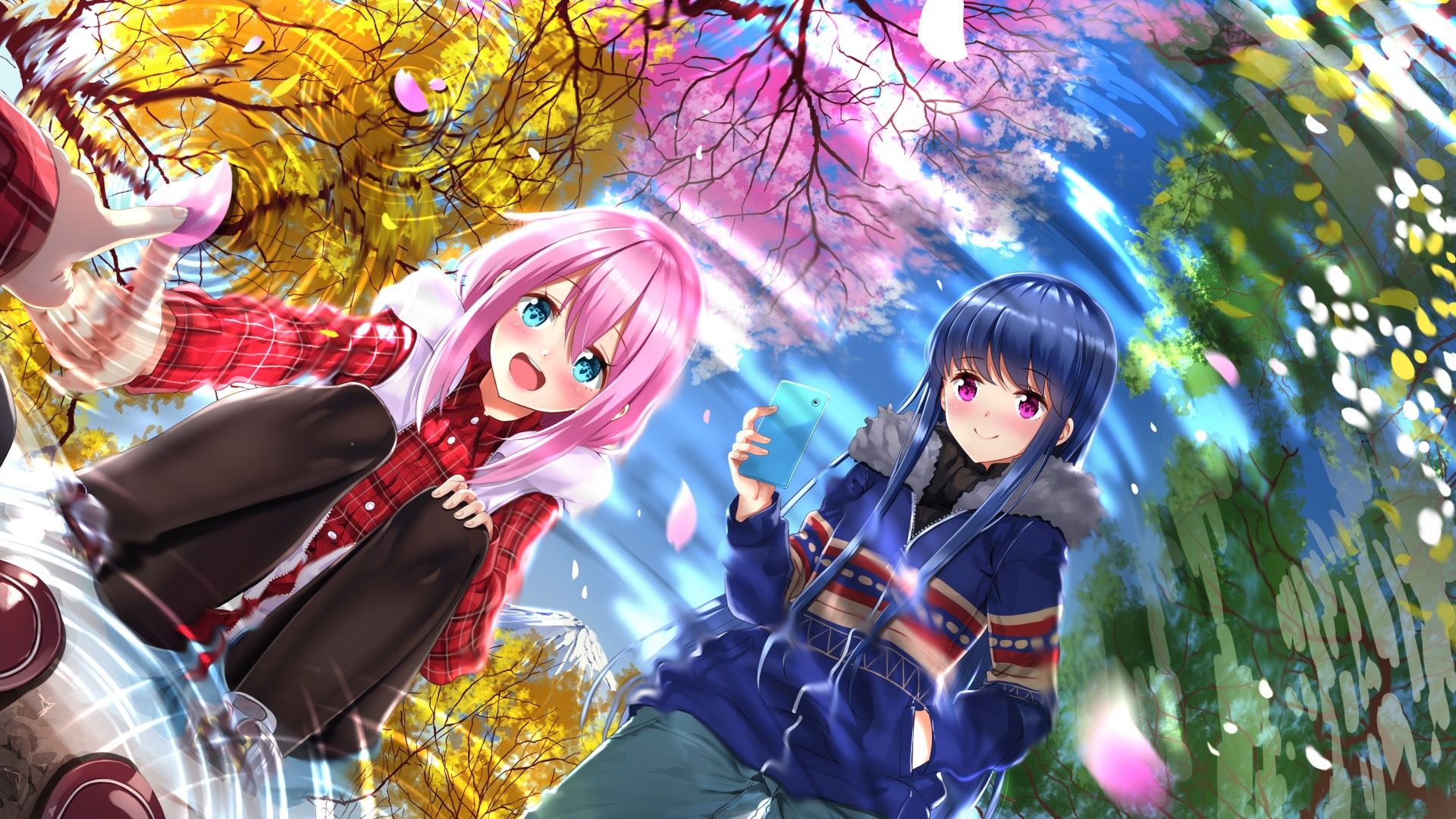 1920x1080 Wallpaper swordsouls, go camp, shima rin, kagamihara nadeshiko for mobile and desktop, section сёдзё, resolution 1920x1080