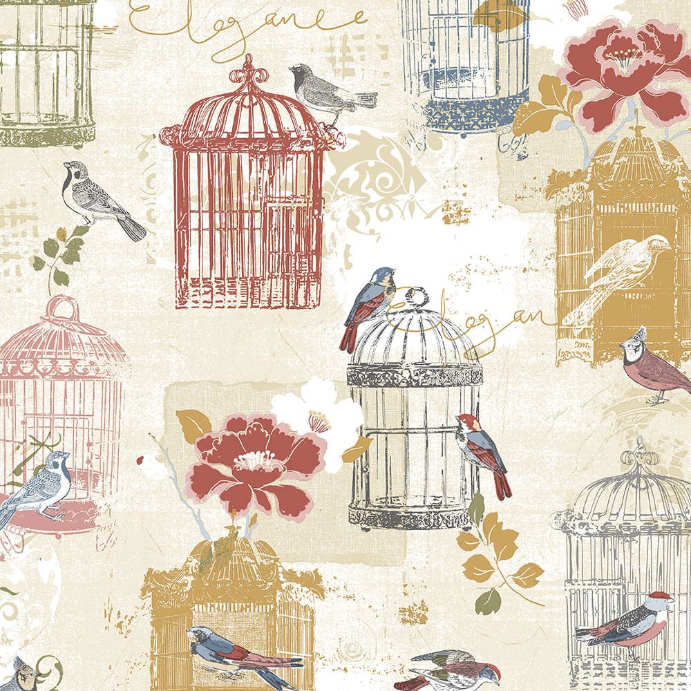 1000x1000 Norwall Wallpaper Victorian Birdcage KE29945