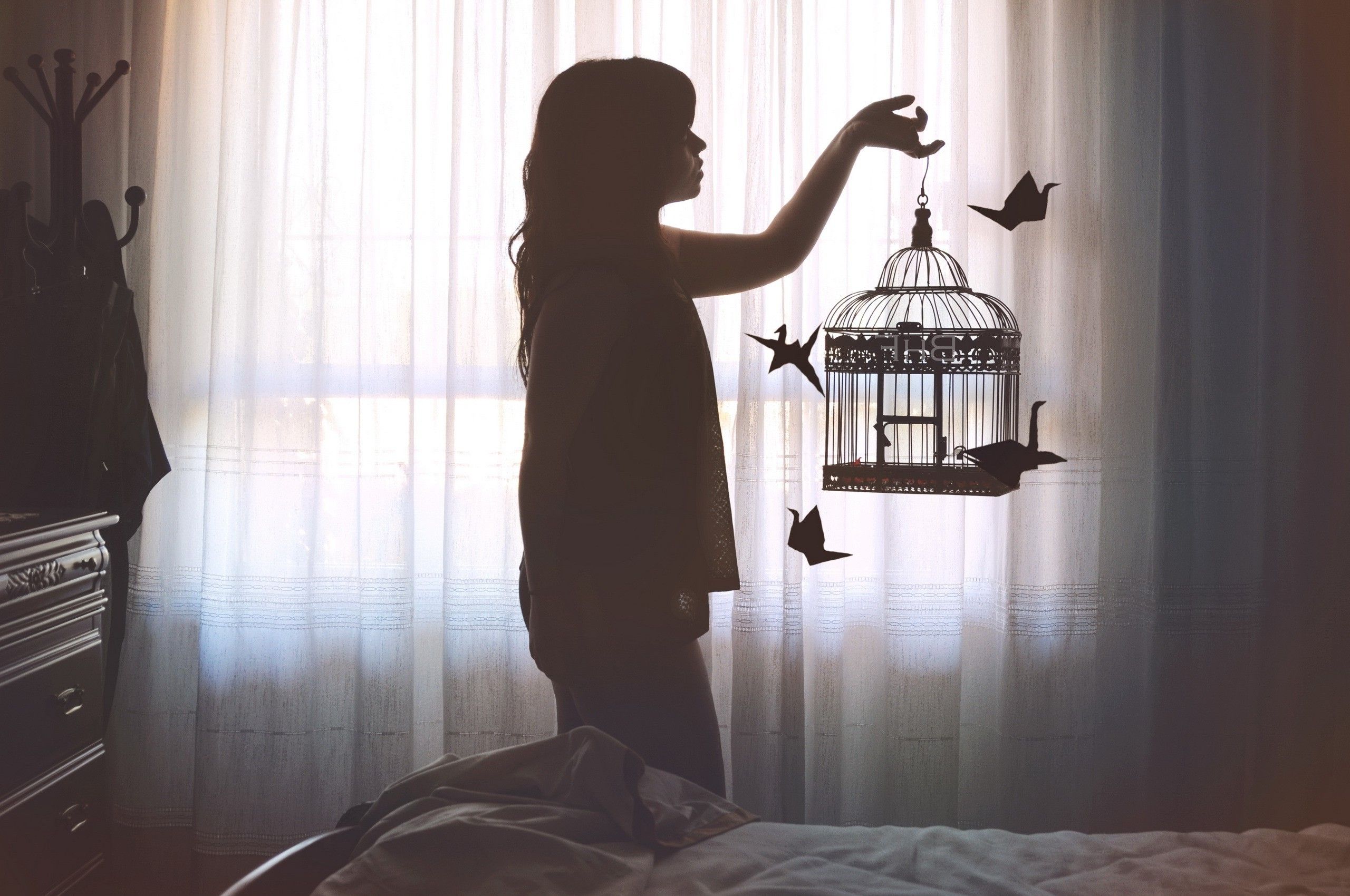 2560x1700 women, Model, Window, Birdcage Wallpaper HD / Desktop and Mobile Background