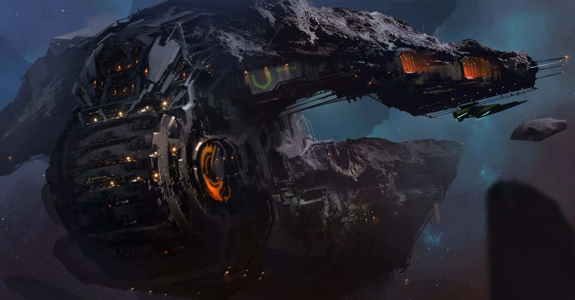 1918x1003 Download Caption: A Futuristic Vision of Space Mining Wallpaper