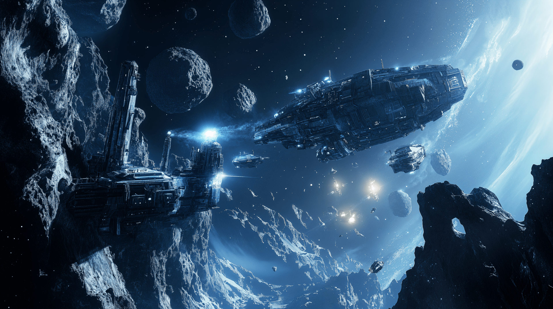 1920x1075 Asteroid Mining Colony: A Stunning 4K Ultra HD Sci Fi Wallpaper By Robokobotox2280
