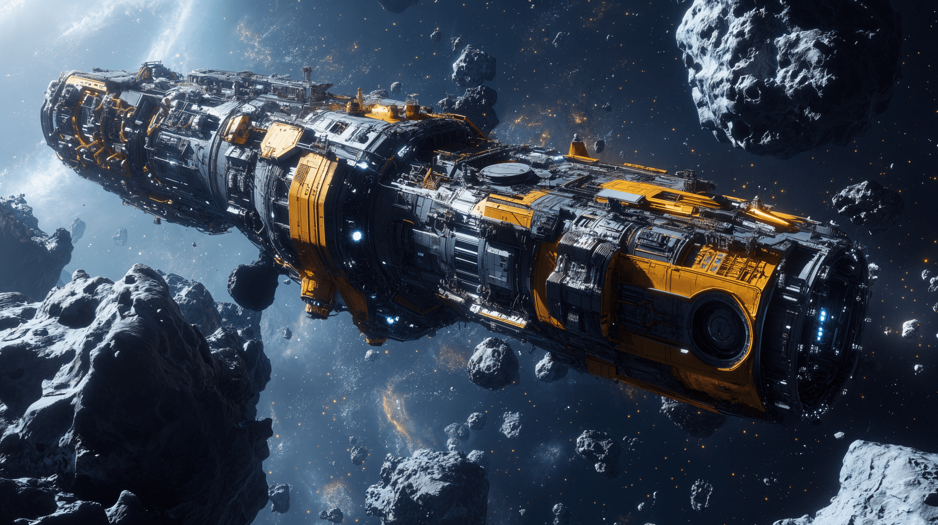 1920x1075 Asteroid Mining Colony: A Stunning 4K Ultra HD Sci Fi Journey By Robokobotox2280