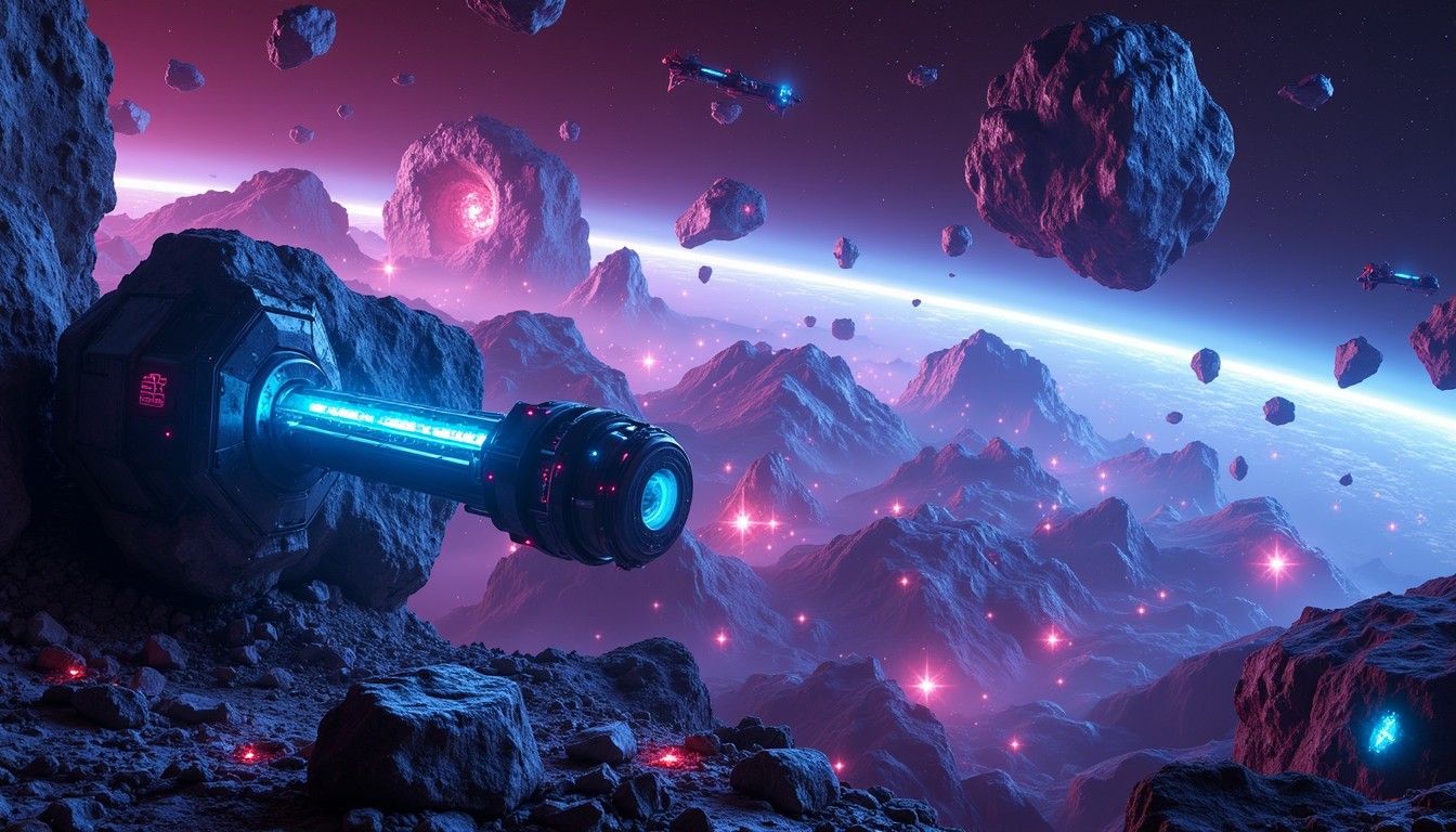 1344x768 Download Neon Asteroid Mining Image, Neon, Asteroid