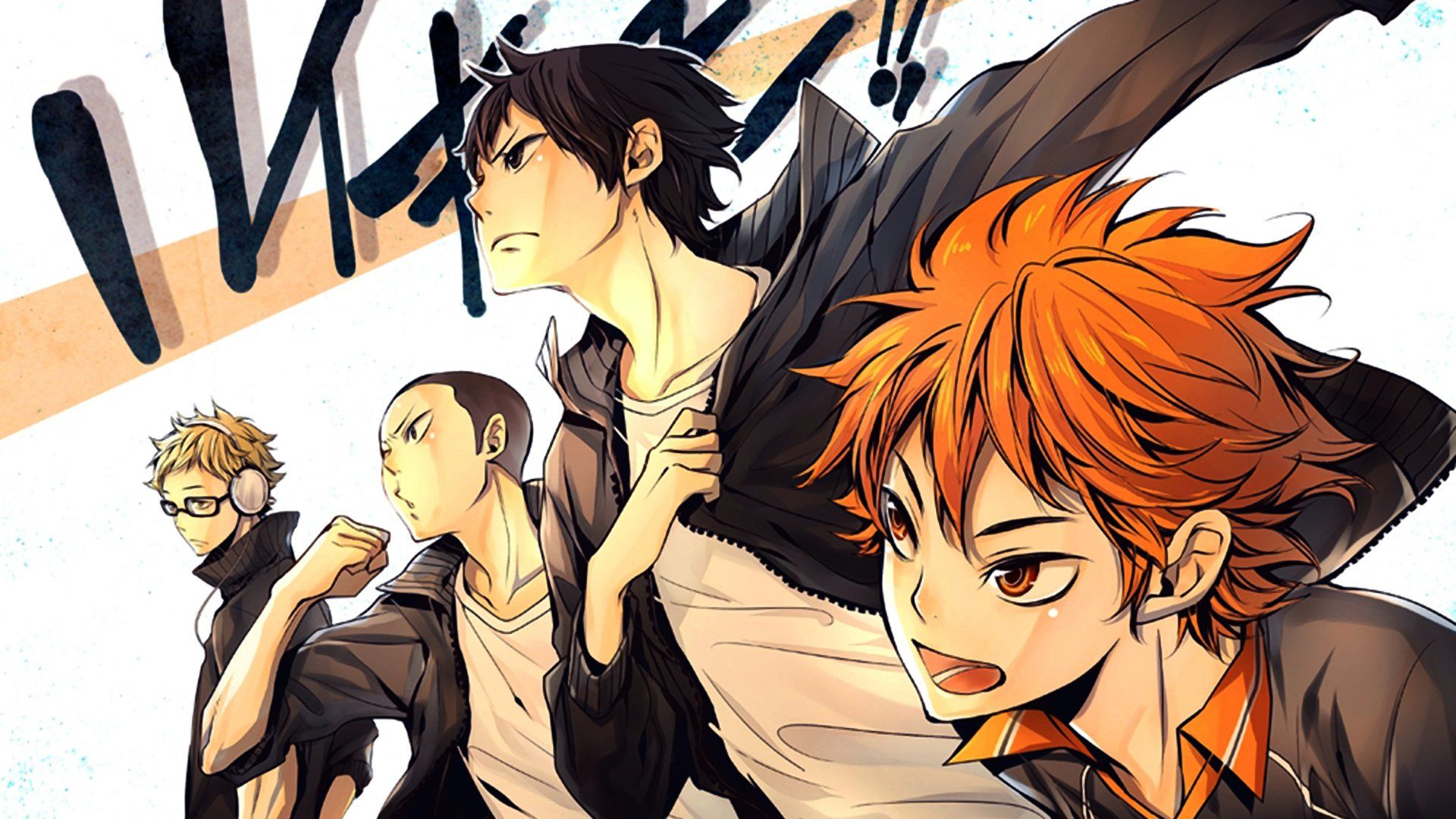 1920x1080 Haikyū!! Heroes United: Tsukishima, Tanaka, Kageyama & Hinata HD Wallpaperx1080