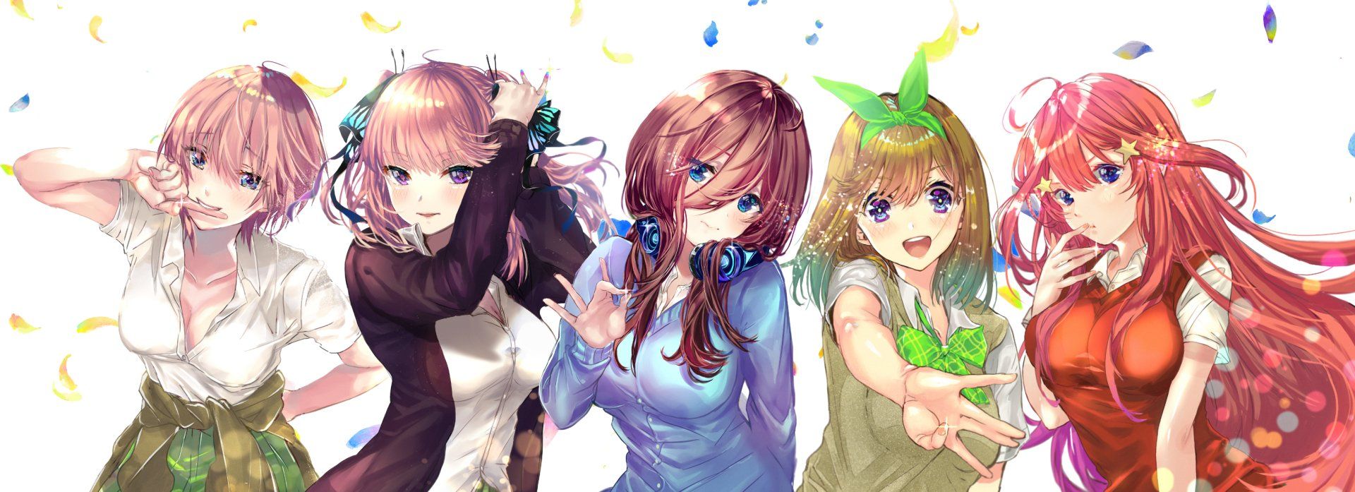 1920x697 The Quintessential Quintuplets HD Wallpaper: Nakano Sisters by ぬぬぬx1100