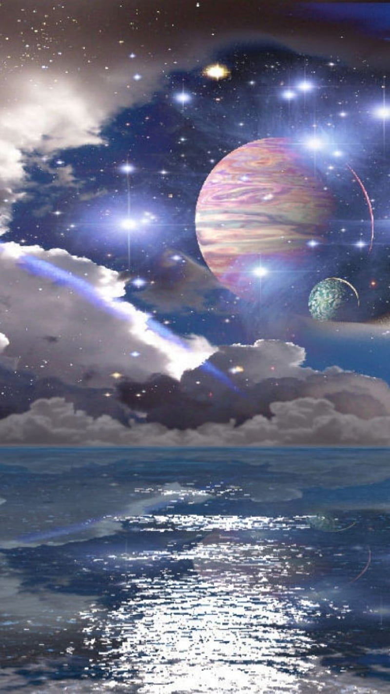 800x1423 2360x1640px, 1080P free download. Galaxy, moon, moonshine, nature, ocean, planet, sea, universe, HD phone wallpaper