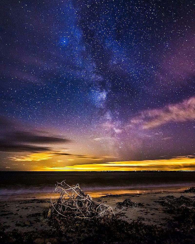 800x999 On the beach, galaxy, heart, landscape, lightning, nebula, night, polar, sky, HD phone wallpaper