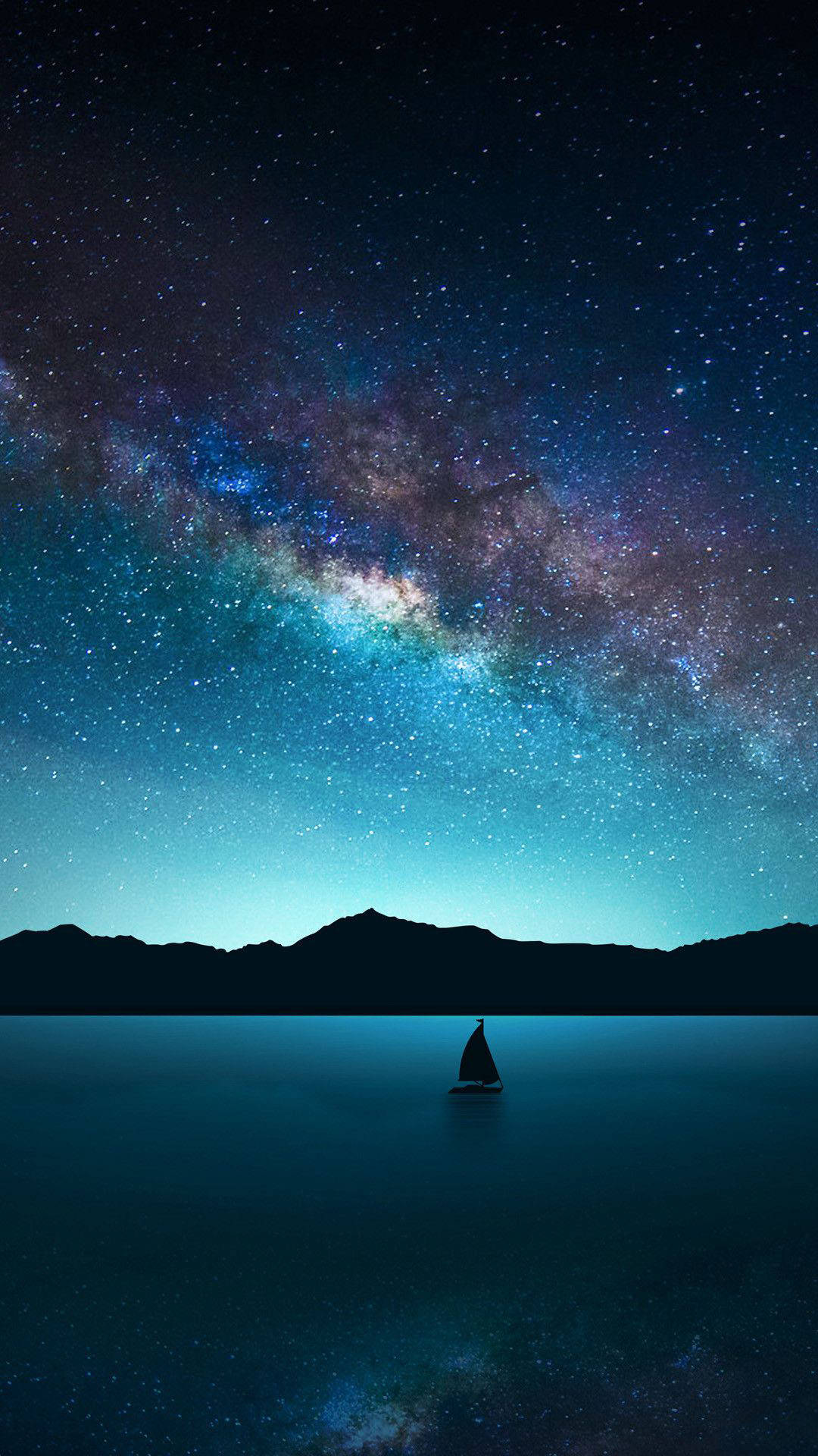 1080x1920 Download Samsung Mobile Ocean Night Sky Wallpaper