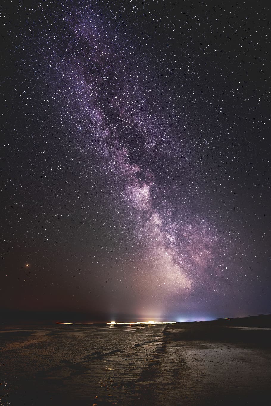 910x1365 shore, outer, space, digital, wallpaper, night sky, star, beach
