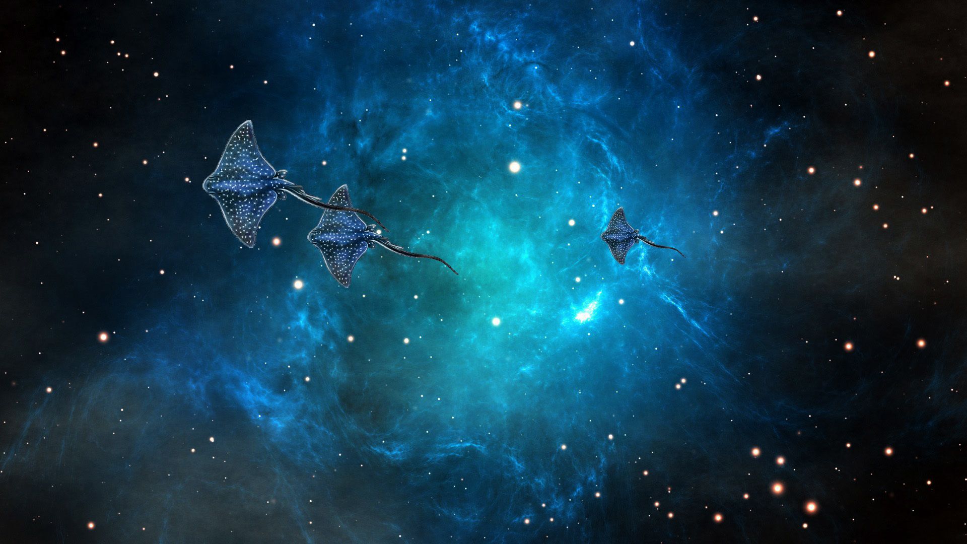 1920x1080 Wallpaper space, galaxy, the ocean, SKAT, ocean, space for mobile and desktop, section космос, resolution 1920x1080