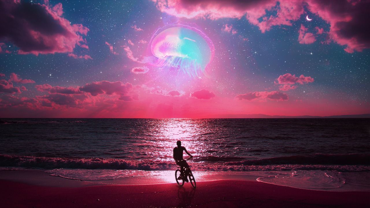 1280x720 Pink Galaxy Ocean