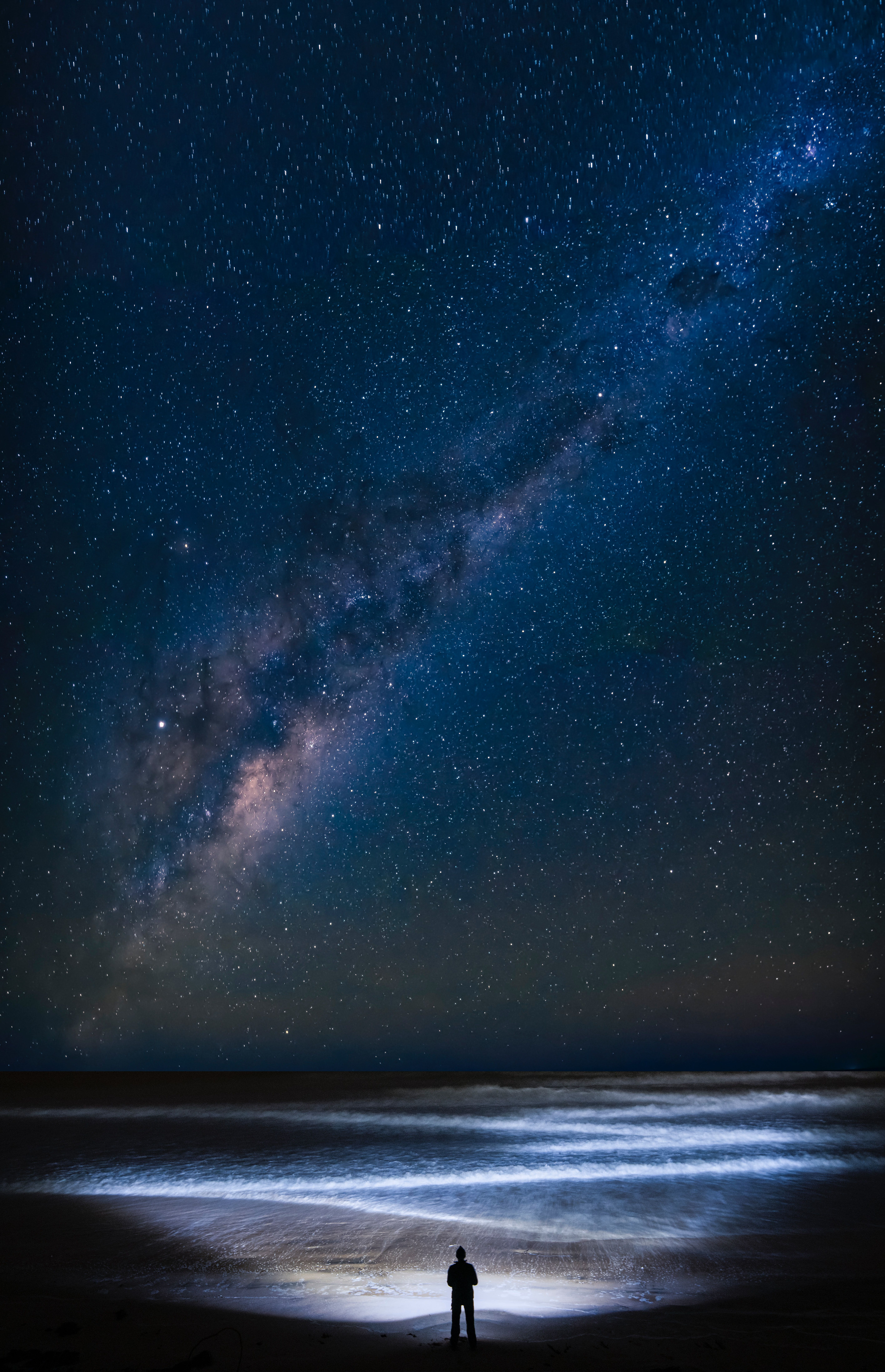 5666x8778 Phone wallpaper: Starry Sky, Dark, Night, Coast, Silhouette, Ocean 78790
