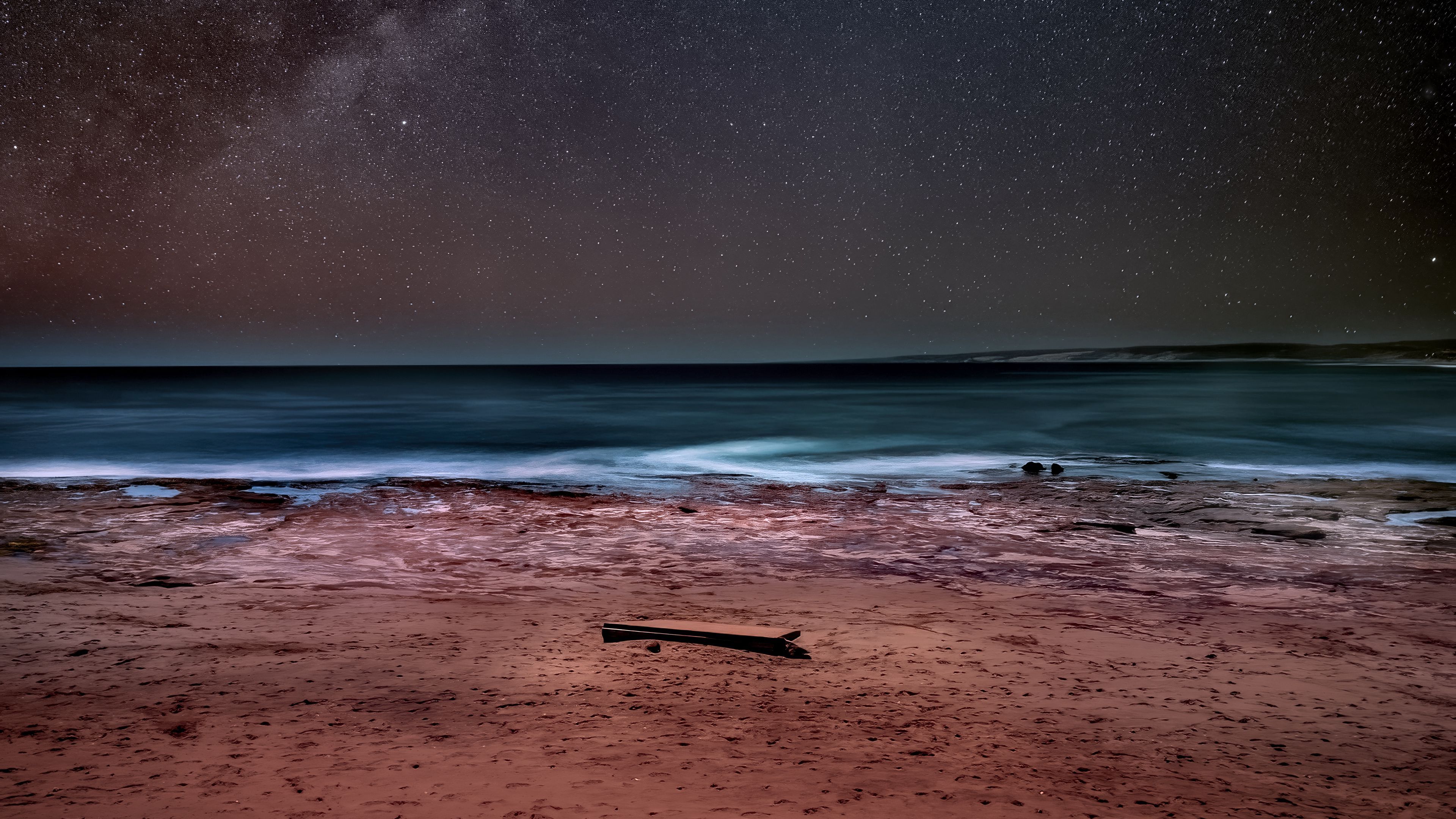 3840x2160 Download wallpaper 3840x2160 sea, shore, milky way, starry sky, stars, night 4k uhd 16:9 HD background