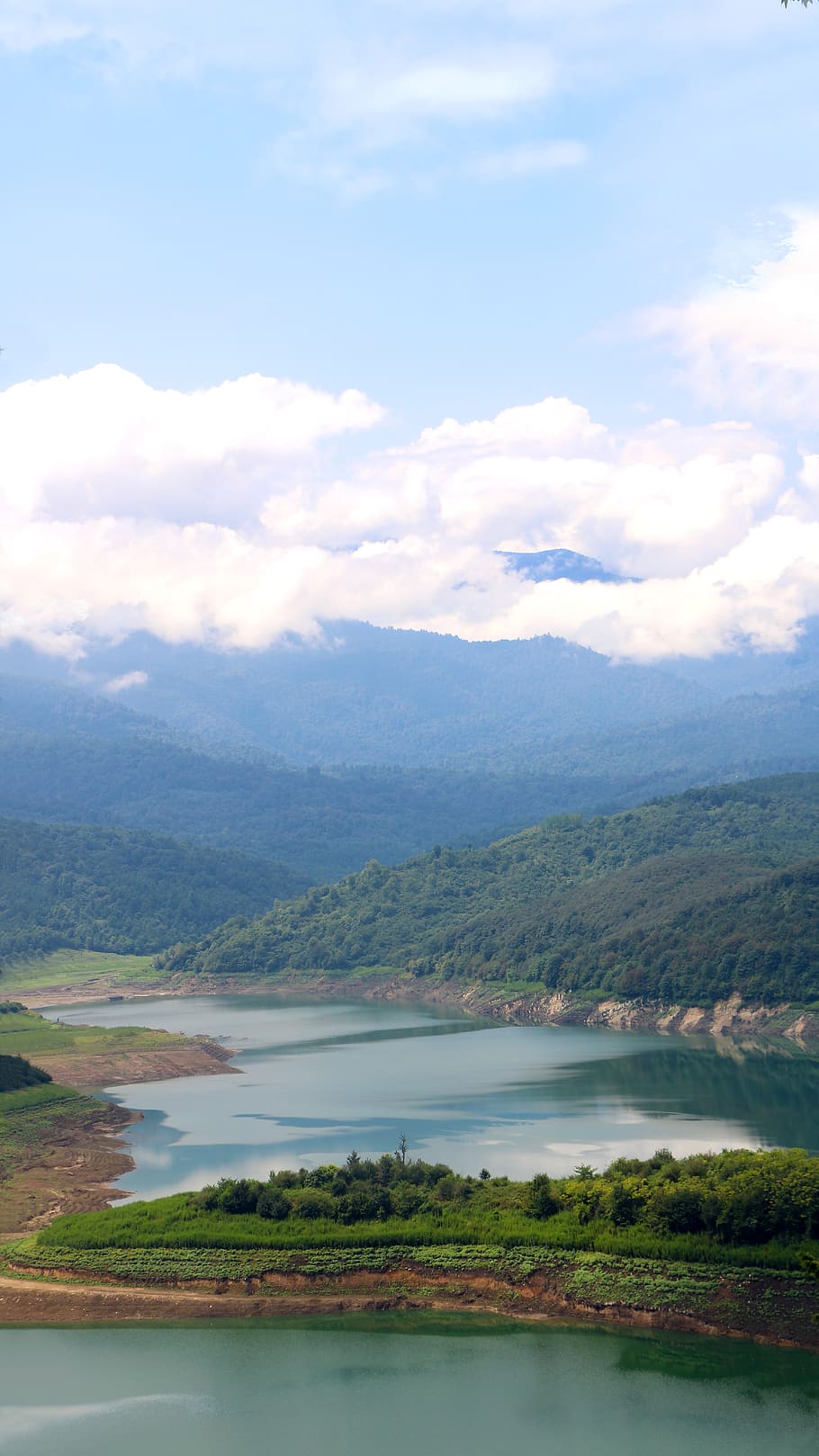 910x1618 iran, lafur dam, nature, trees, sky, forest, wallpaper, dam