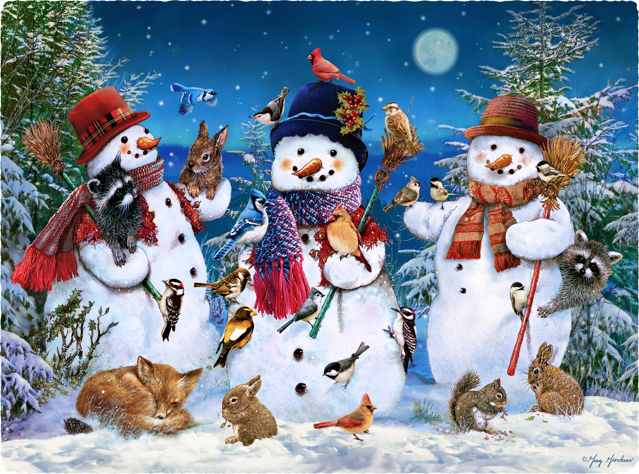 2160x1603 Woodland Winter Wonderland (475 Piece Christmas Wooden Puzzle Jigsaw)