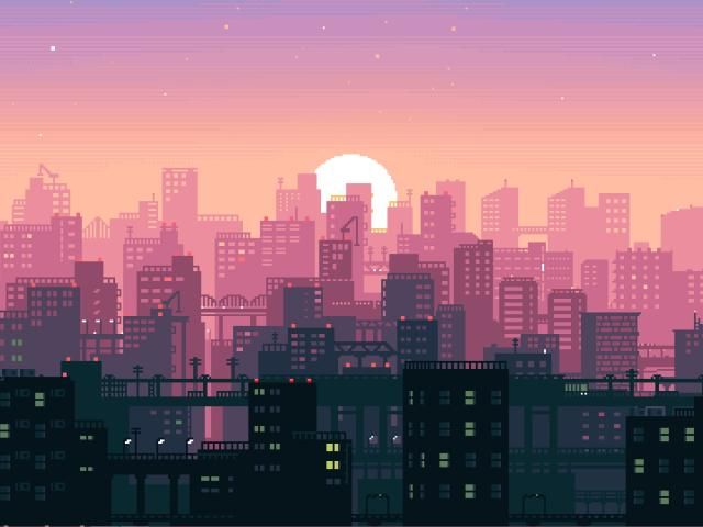 640x480 City Building Sunshine Pixel Art Wallpaper, HD Artist 4K Wallpaper, Image and Background